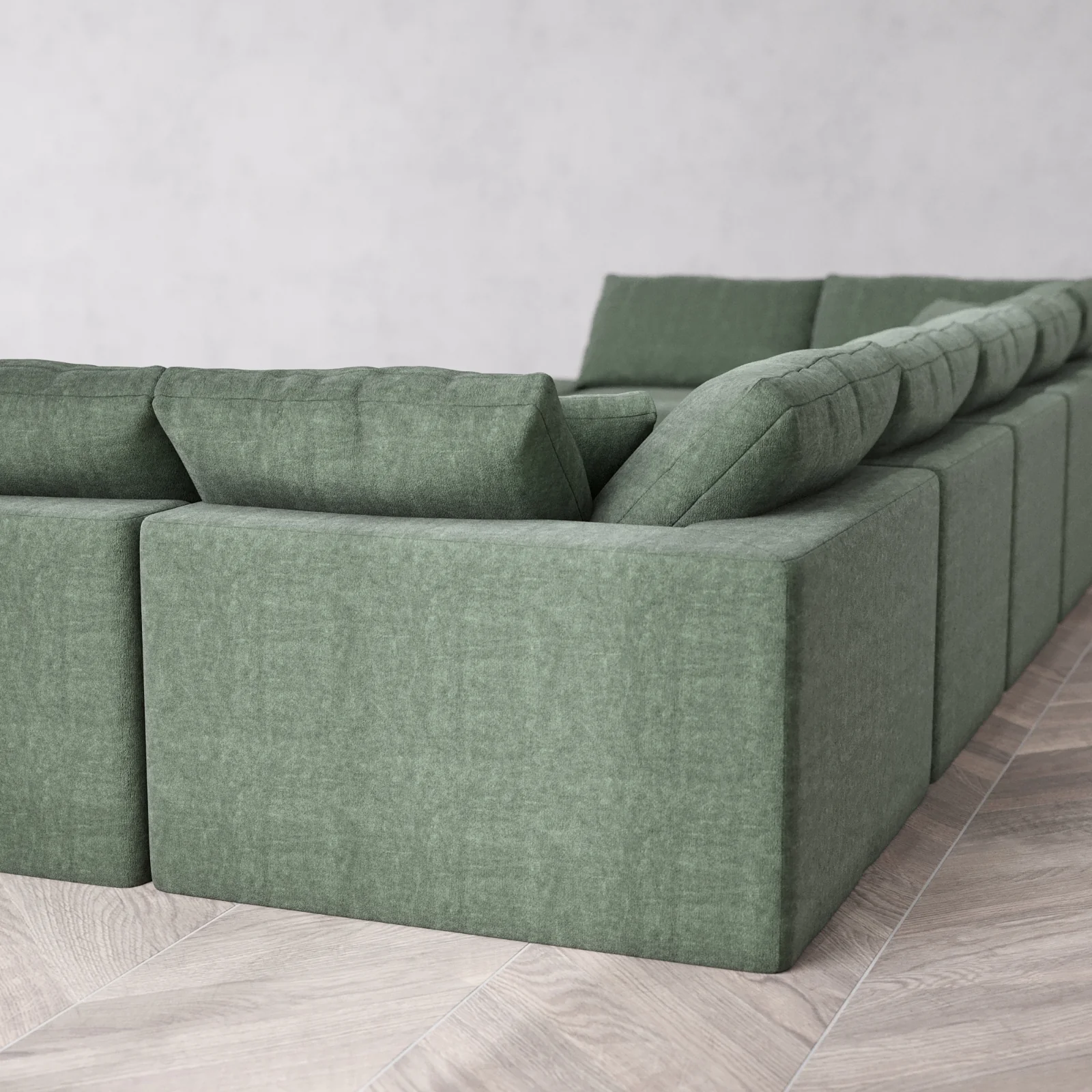 Modular Washable 9-Seater Open-Ends U Sectional Cloud Sofa | Heirloom Velvet in Sage - Image 6