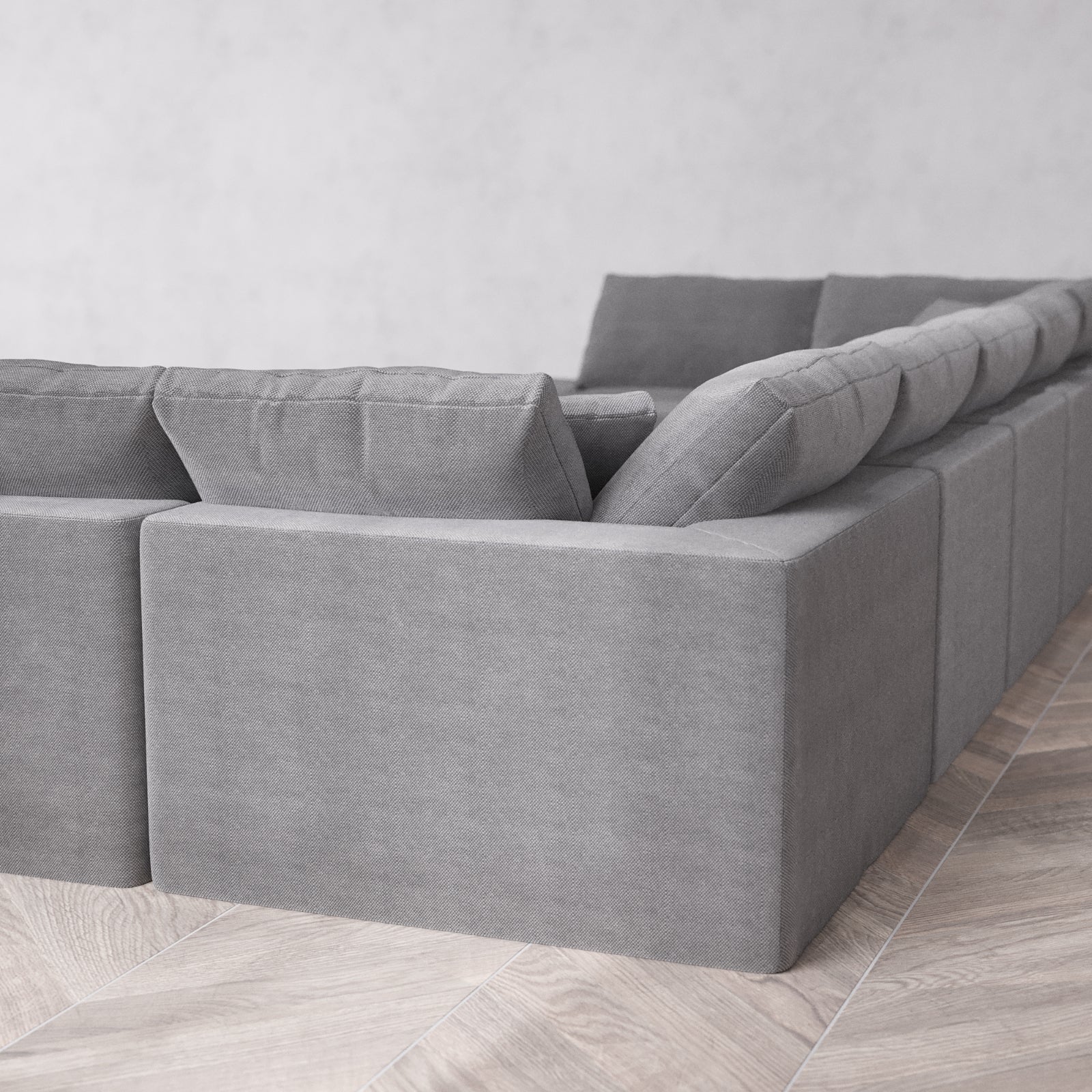 Modular Washable 9-Seater Open-Ends U Sectional Cloud Sofa | Lux Weave in Slate - Image 6