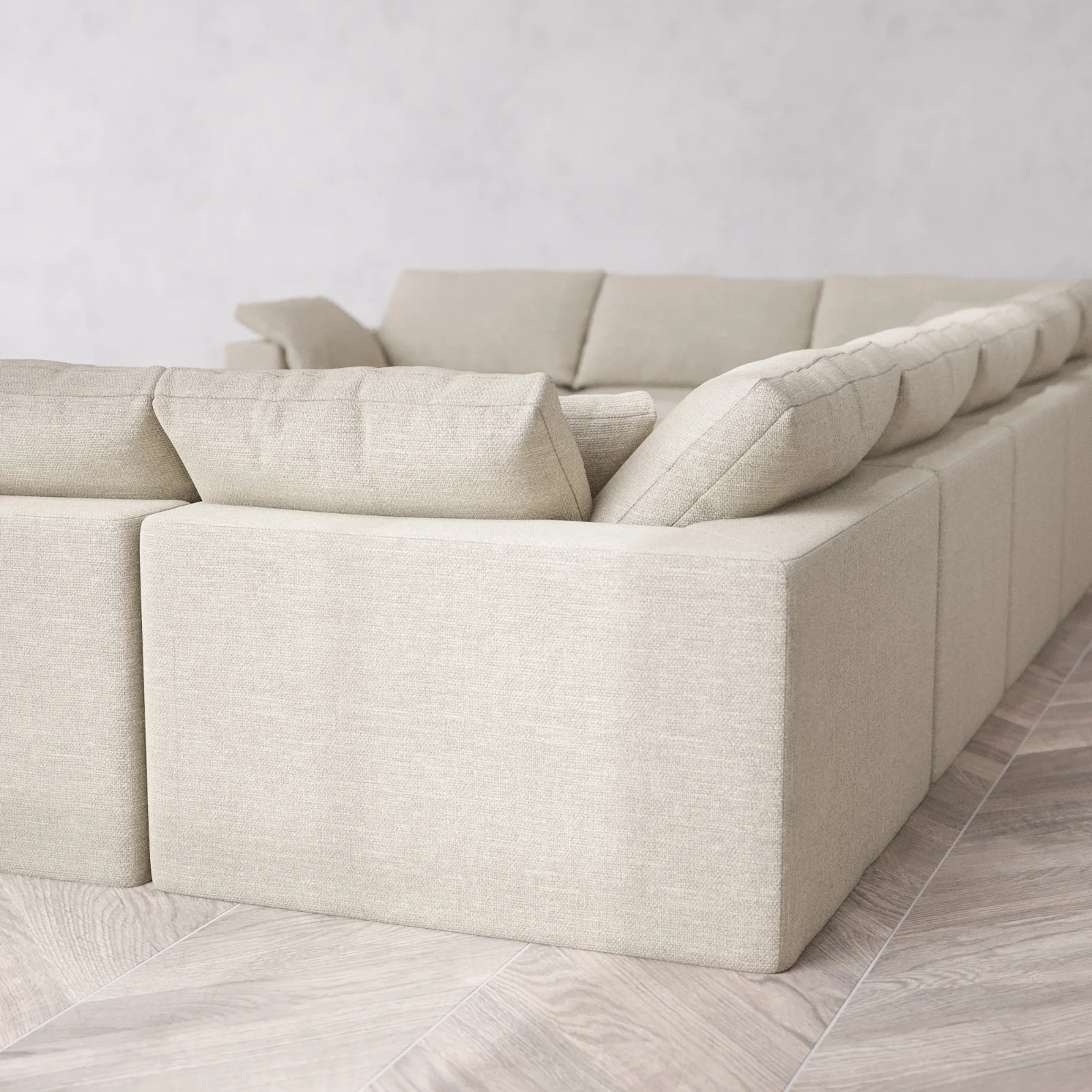 Modular Washable 9-Seater U Sectional + Chaise Ottoman Cloud Sofa | Plush Twill in Sandstone - Image 6