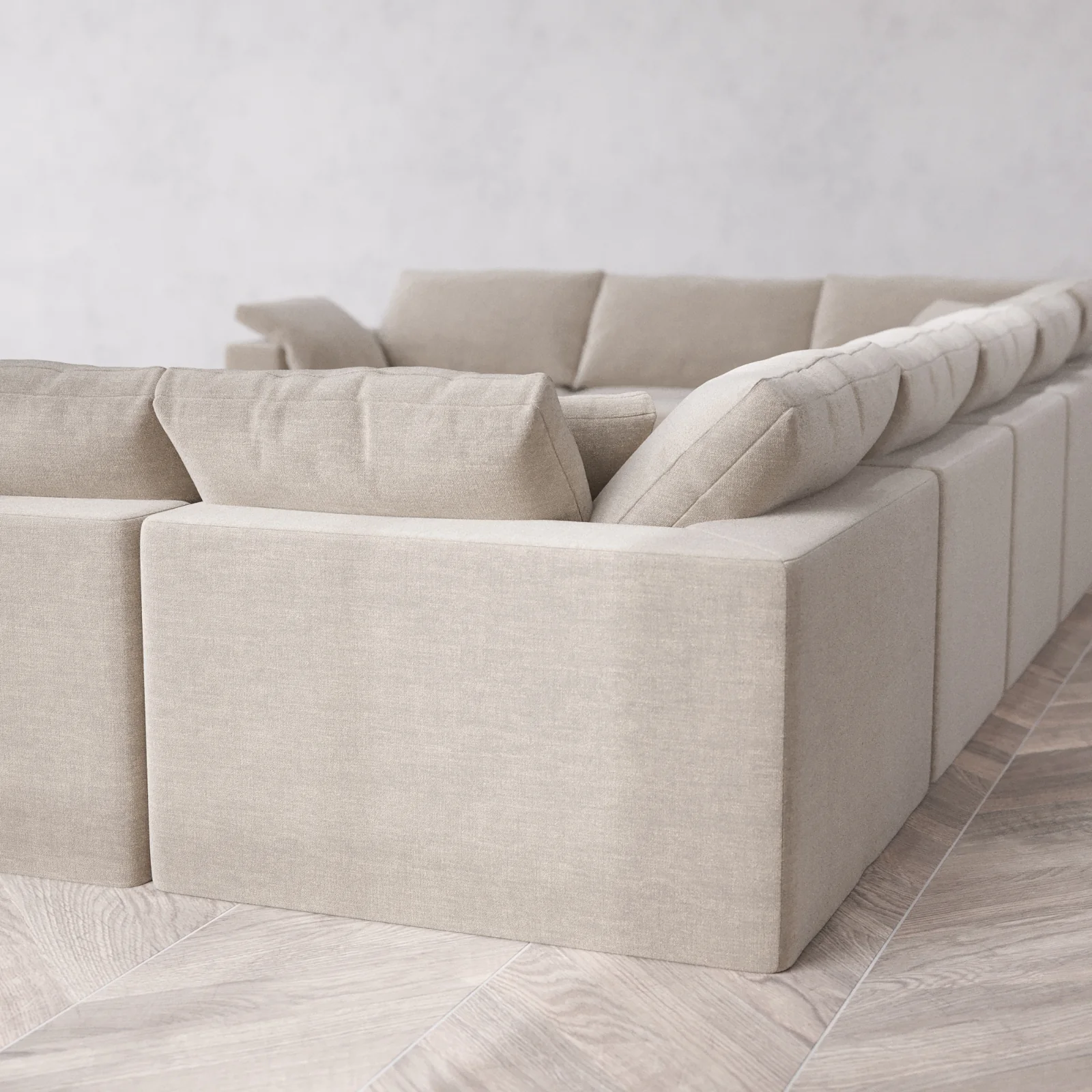 Modular Washable 9-Seater U Sectional Cloud Sofa | Satin Velvet in Caraway - Image 6