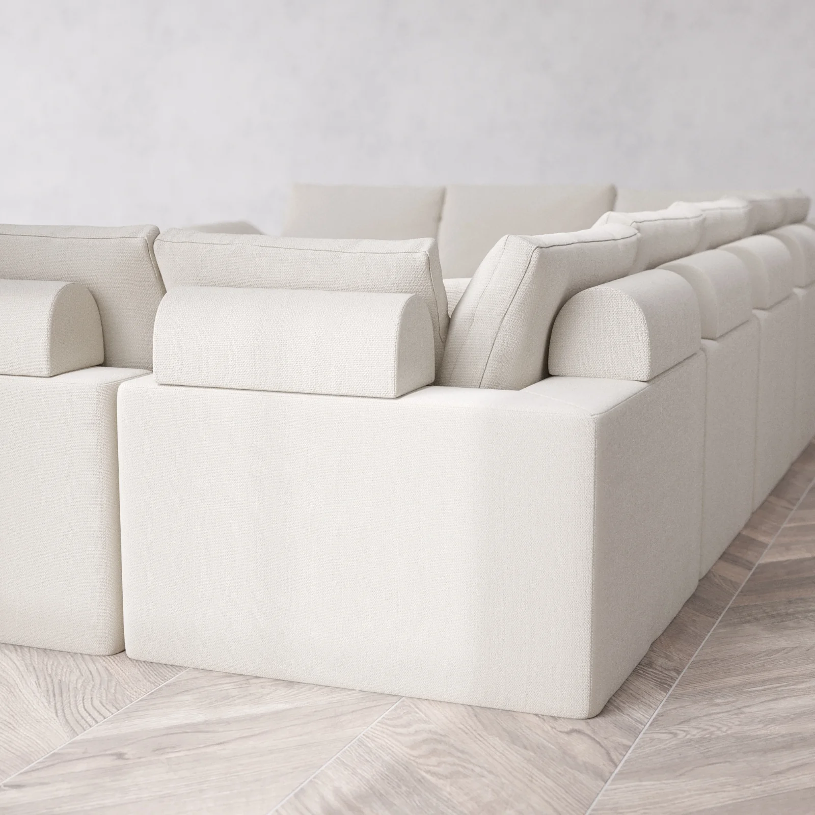 Modular Washable 9-Seater U Sectional Cloud + Bolster Sofa | Lux Weave in Pearl - Image 6