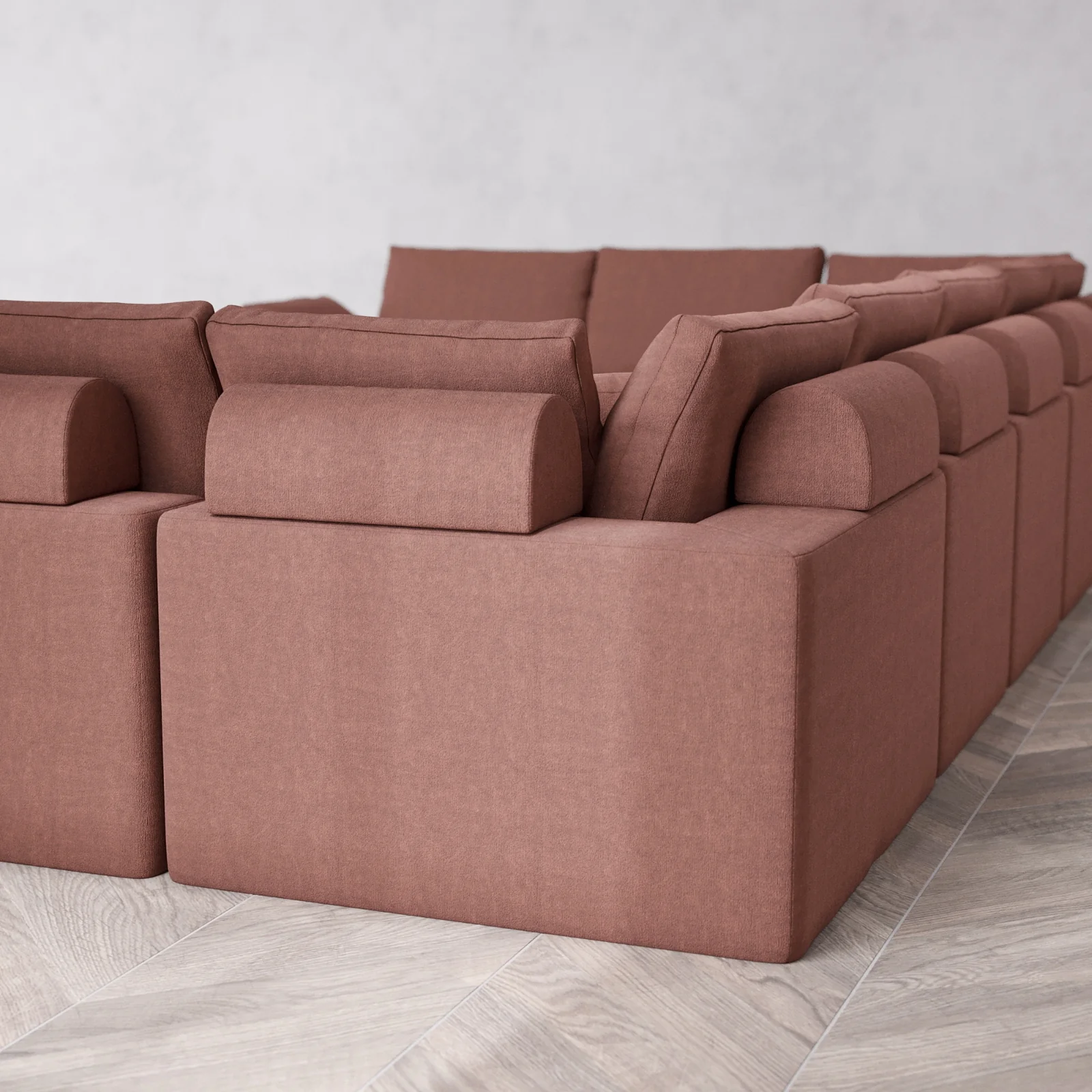 Modular Washable 9-Seater U Sectional Cloud + Bolster Sofa | Heirloom Velvet in Sumac - Image 6