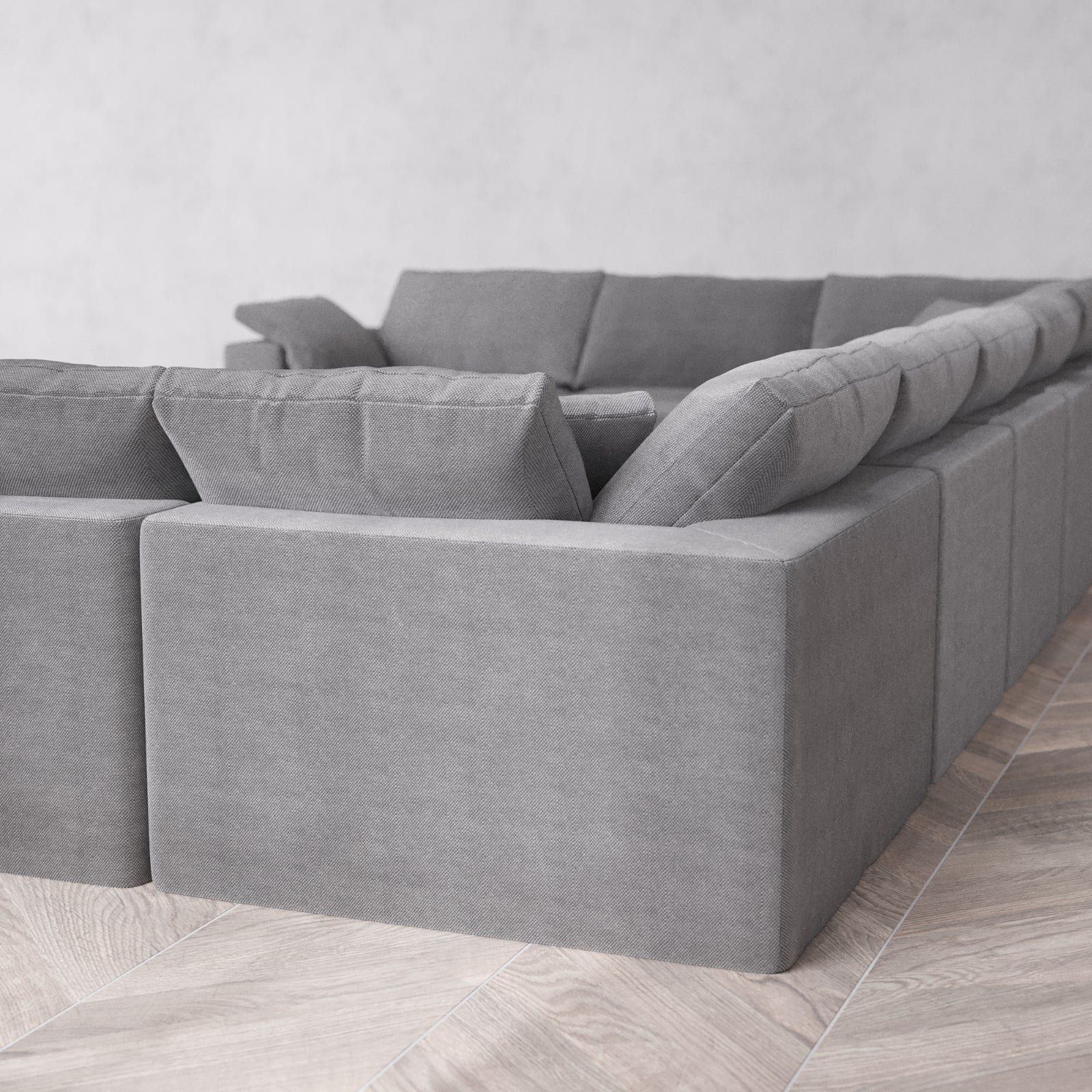 Modular Washable 9-Seater U Sectional Cloud Sofa | Lux Weave in Slate - Image 6