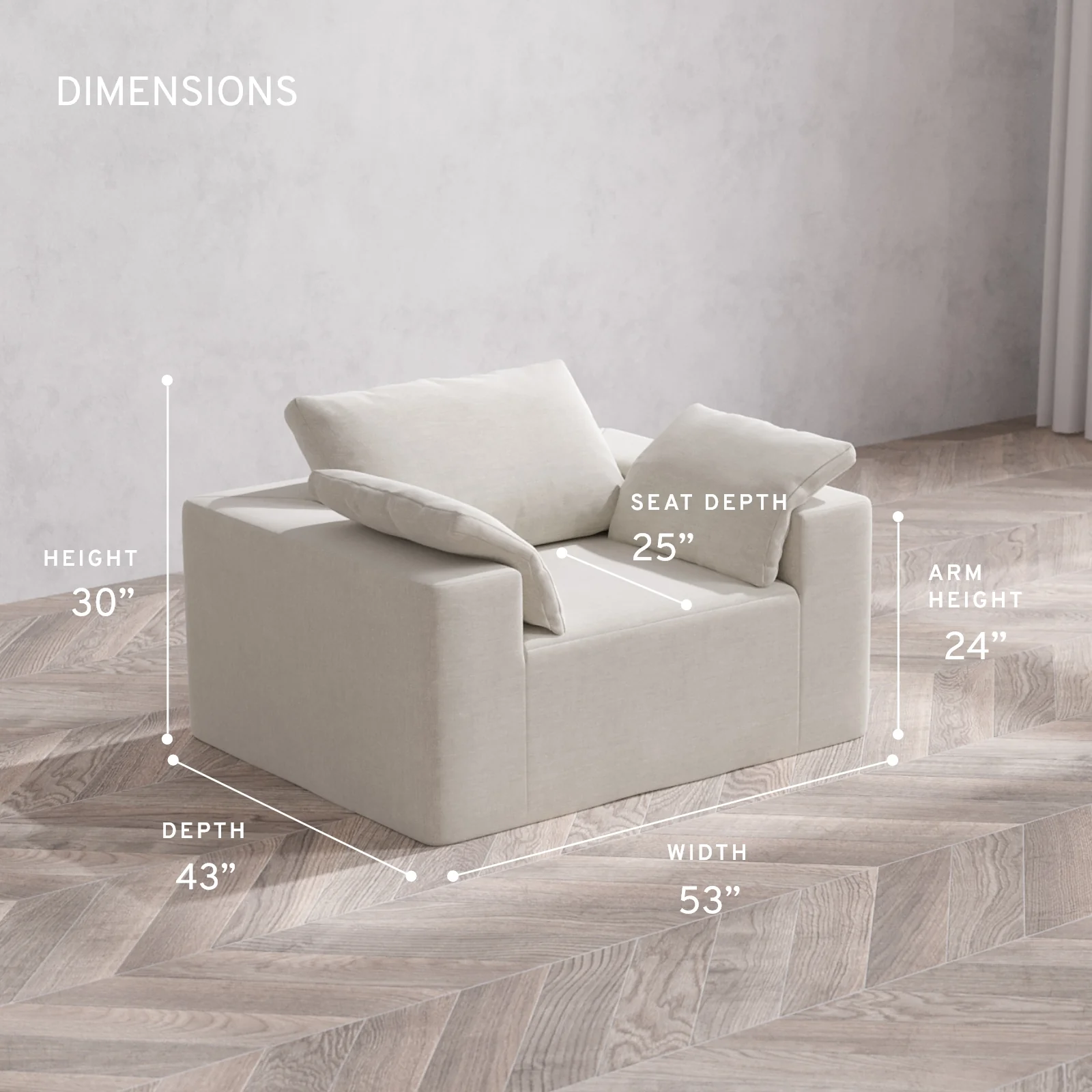 Modular Washable Armchair Cloud Sofa | Satin Velvet in Cashew - Image 5