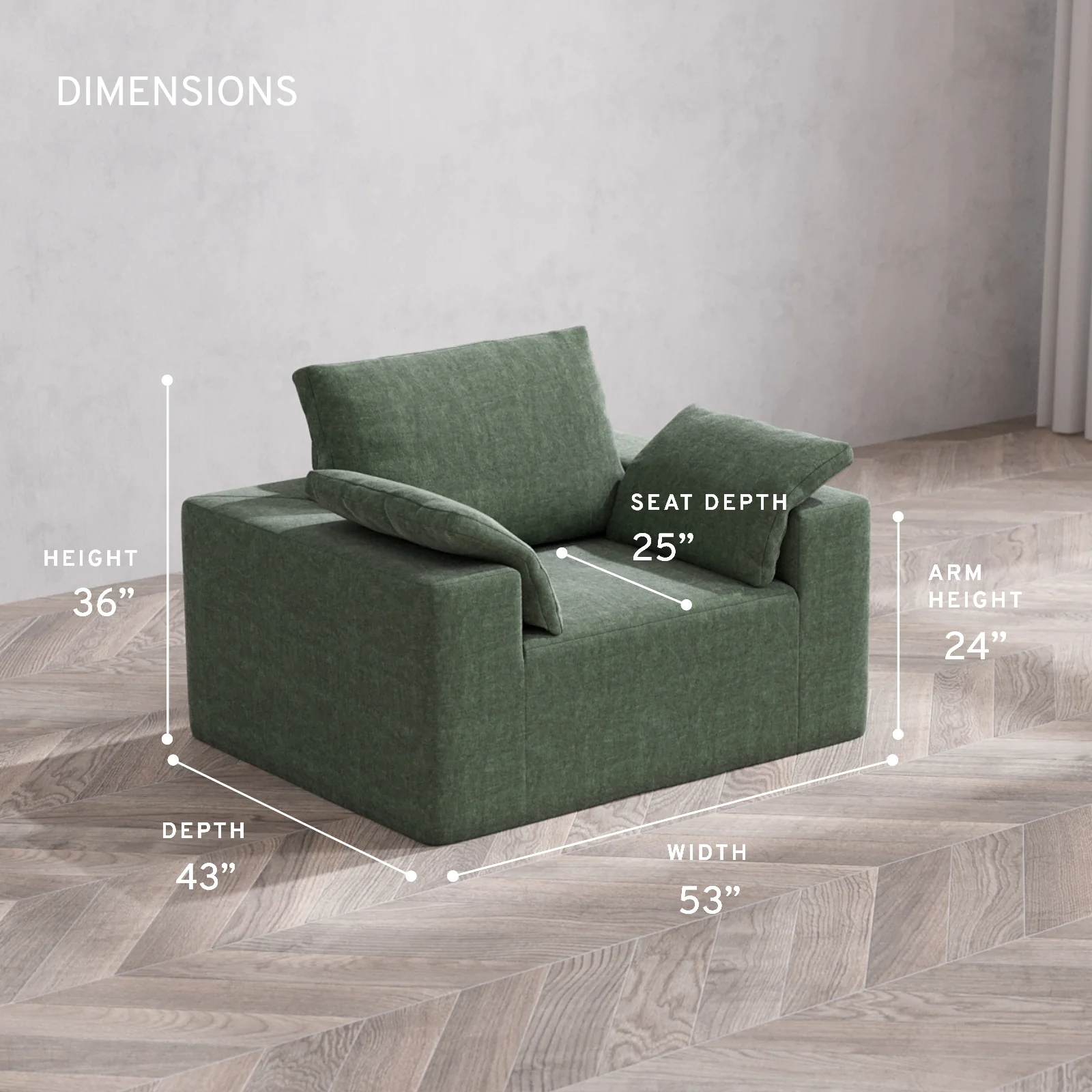 Modular Washable Armchair Cloud + Bolster Sofa | Heirloom Velvet in Sage - Image 5