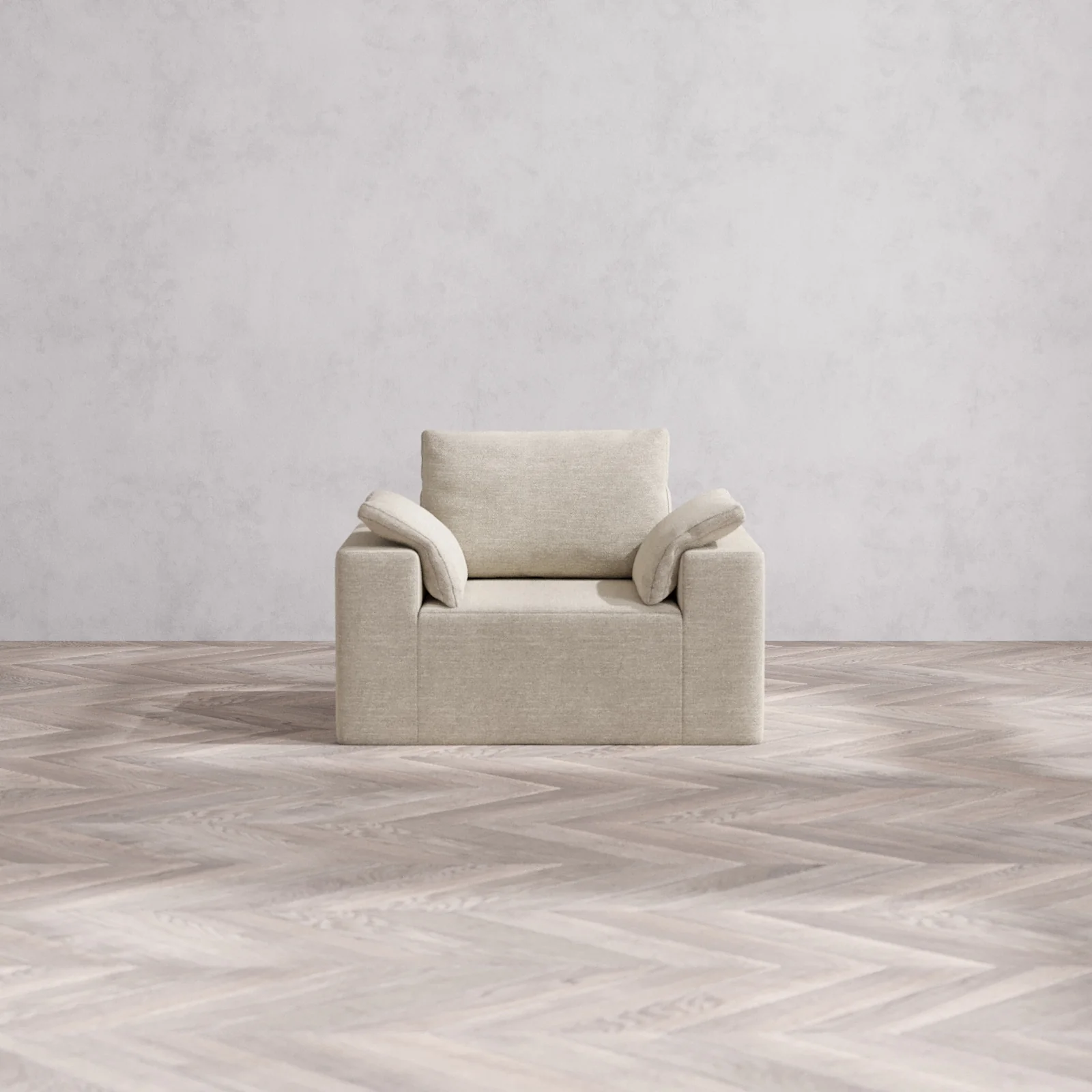 Modular Washable Armchair Cloud + Bolster Sofa | Plush Twill in Sandstone