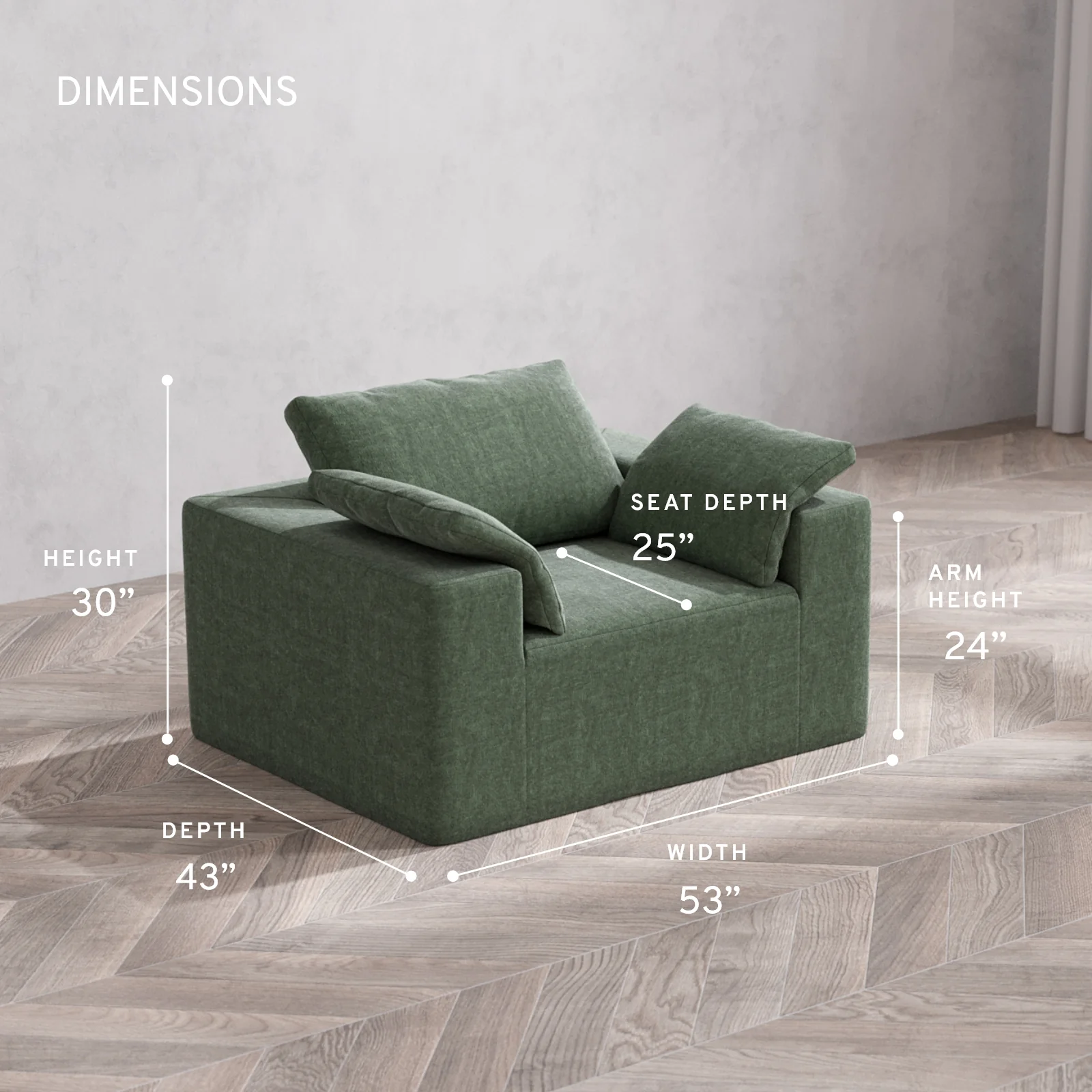 Modular Washable Armchair Cloud Sofa | Heirloom Velvet in Sage - Image 5
