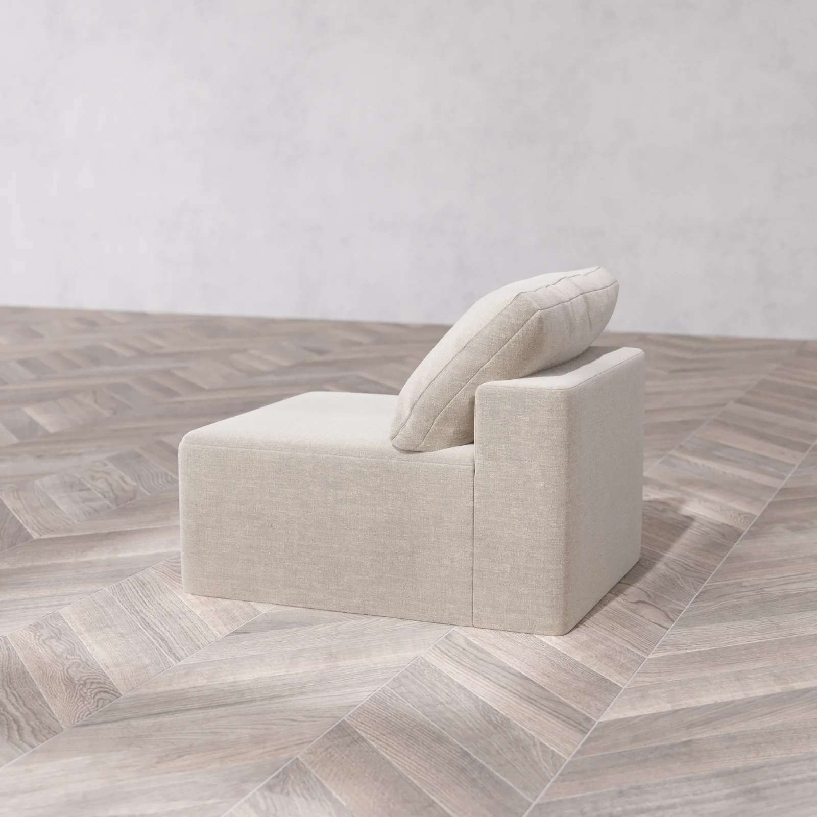 Modular Washable Armless Chair Cloud Sofa | Satin Velvet in Caraway - Image 6