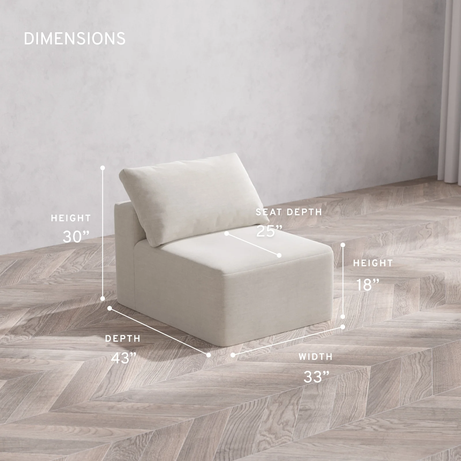 Modular Washable Armless Chair Cloud Sofa | Satin Velvet in Cashew - Image 5