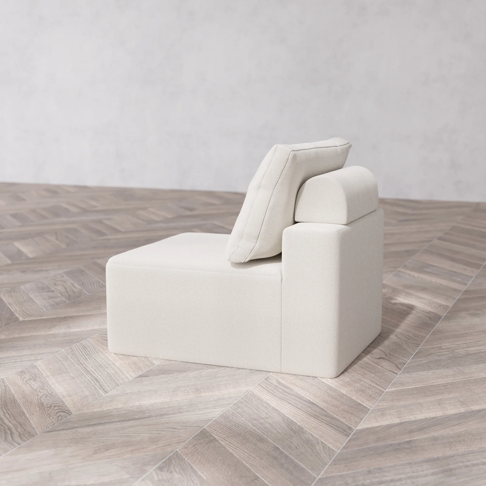 Modular Washable Armless Chair Cloud + Bolster Sofa | Lux Weave in Pearl - Image 6