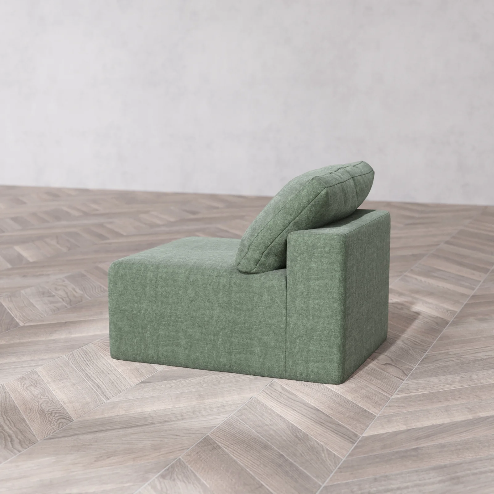 Modular Washable Armless Chair Cloud Sofa | Heirloom Velvet in Sage - Image 6