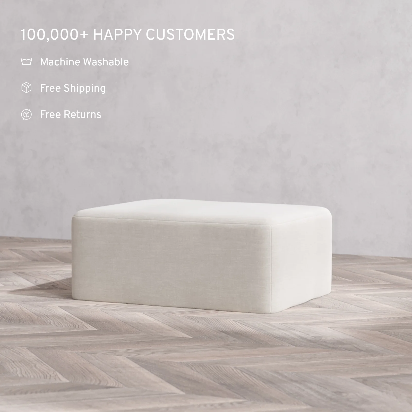 Modular Washable Chaise Ottoman | Satin Velvet in Cashew - Image 2