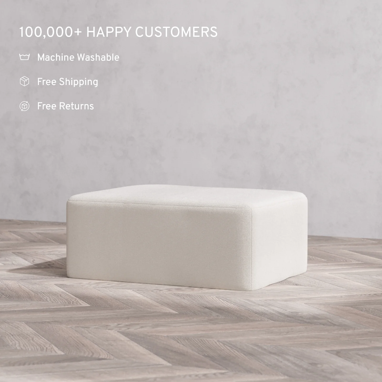 Modular Washable Chaise Ottoman | Lux Weave in Pearl - Image 2
