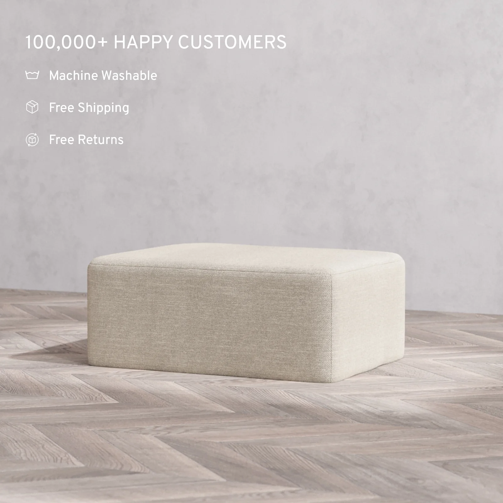 Modular Washable Chaise Ottoman | Plush Twill in Sandstone - Image 2