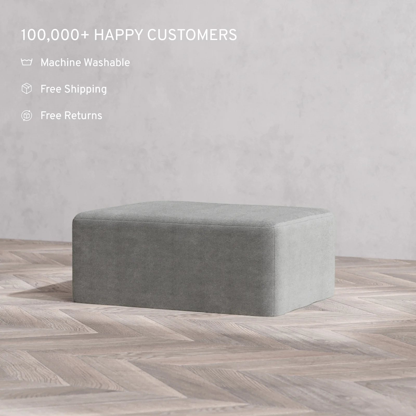 Modular Washable Chaise Ottoman | Lux Weave in Slate - Image 2