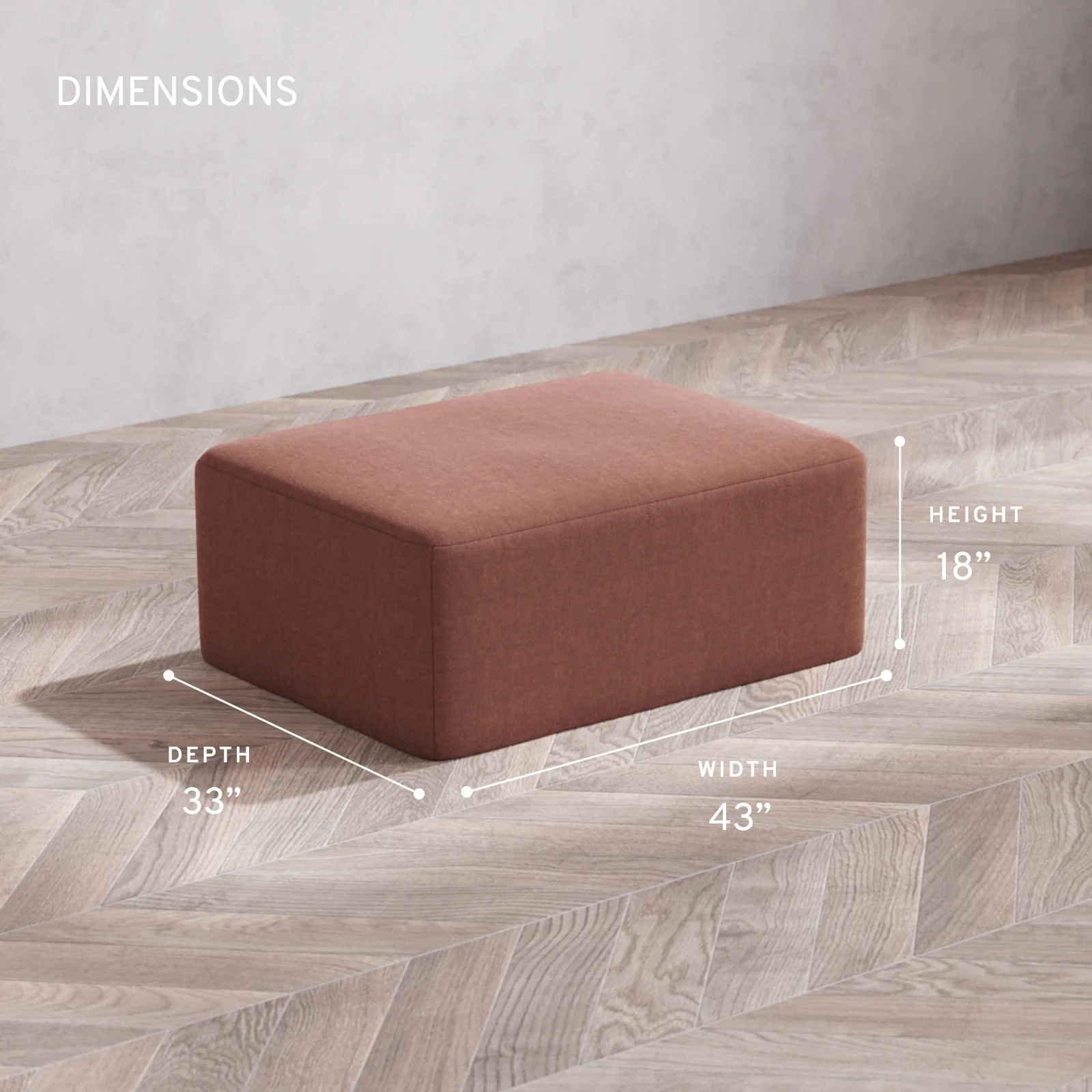 Modular Washable Chaise Ottoman | Heirloom Velvet in Sumac - Image 5