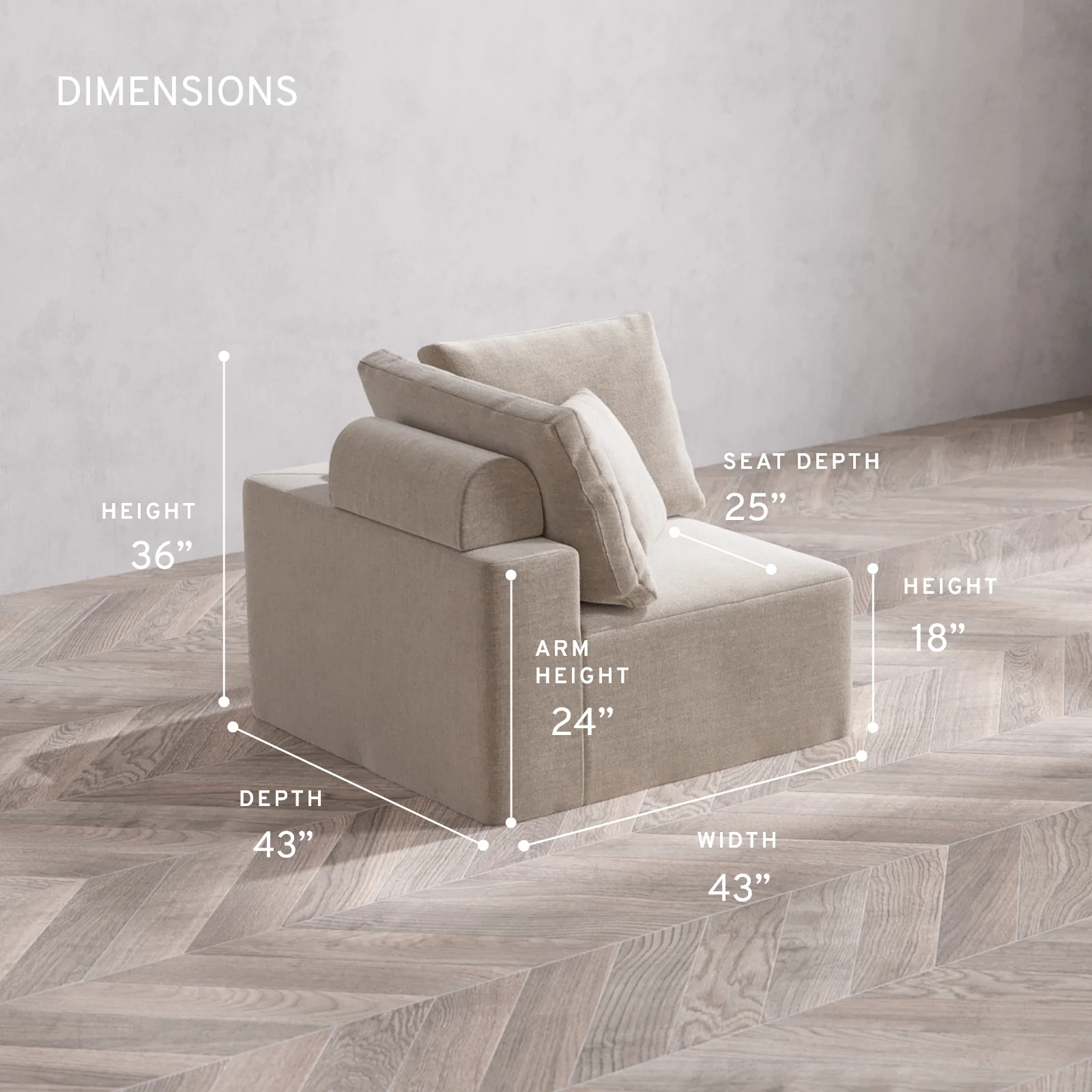 Modular Washable Corner Chair Cloud + Bolster Sofa | Satin Velvet in Caraway - Image 5