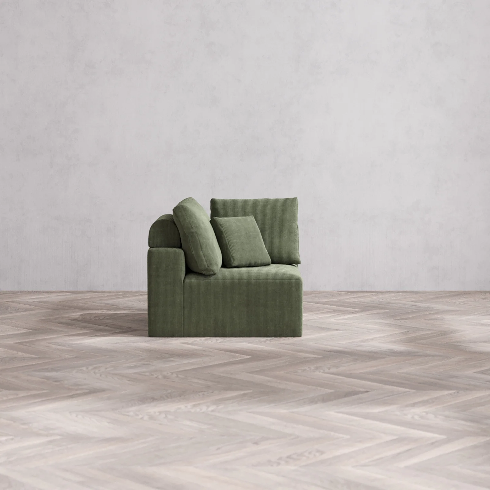 Modular Washable Corner Chair Cloud + Bolster Sofa | Luxe Corduroy in Juniper