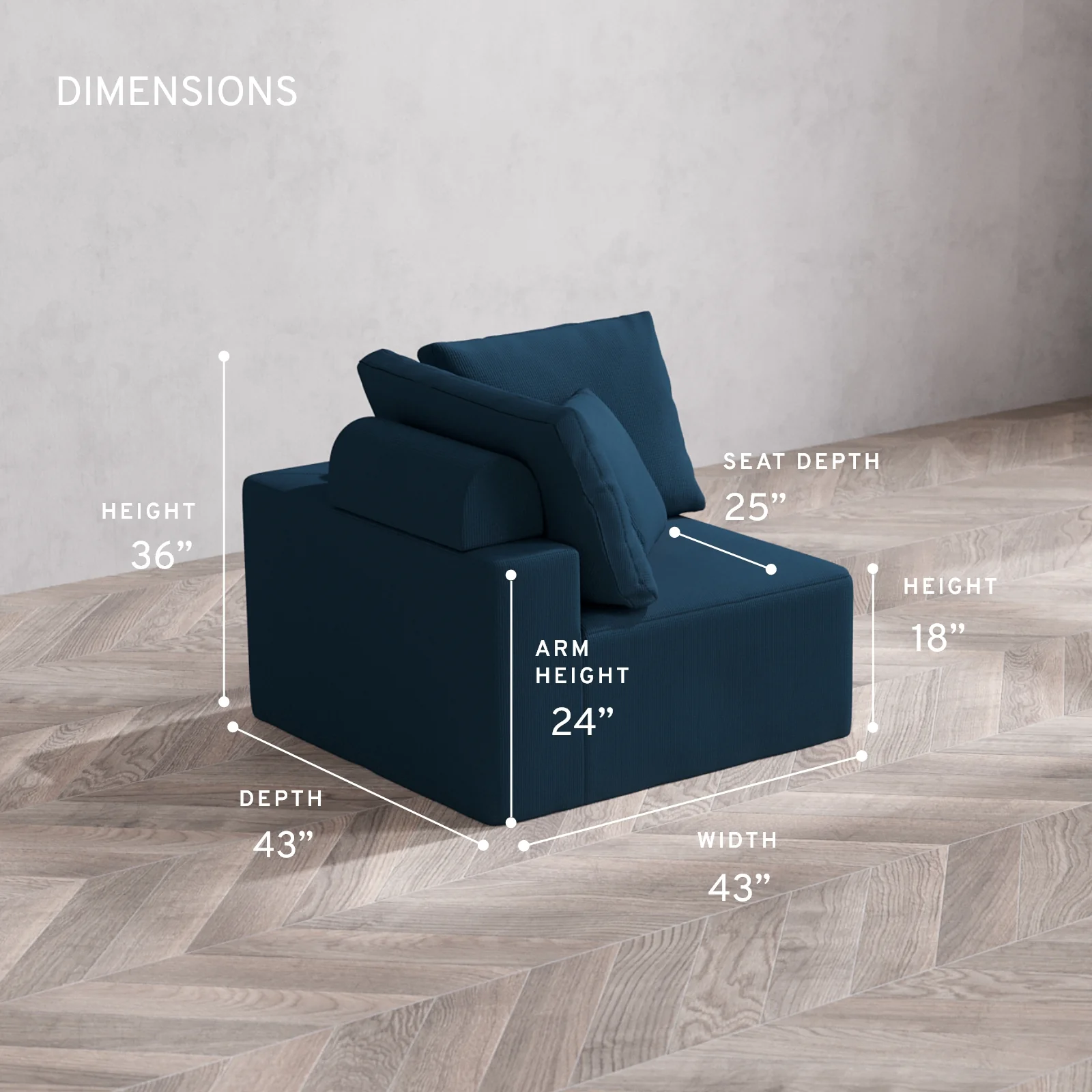 Modular Washable Corner Chair Cloud + Bolster Sofa | Arden Weave in Lazuli - Image 5