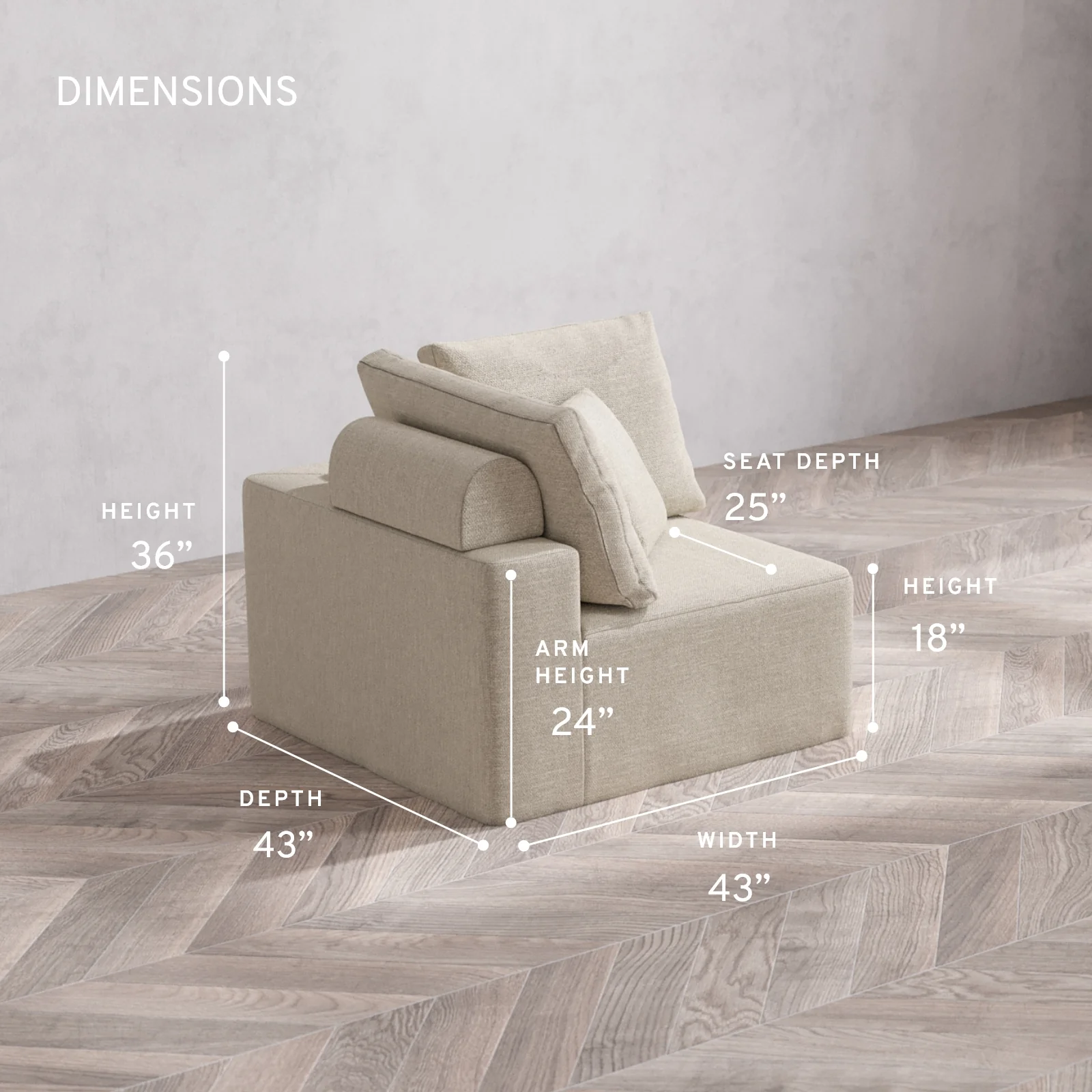 Modular Washable Corner Chair Cloud + Bolster Sofa | Plush Twill in Sandstone - Image 5