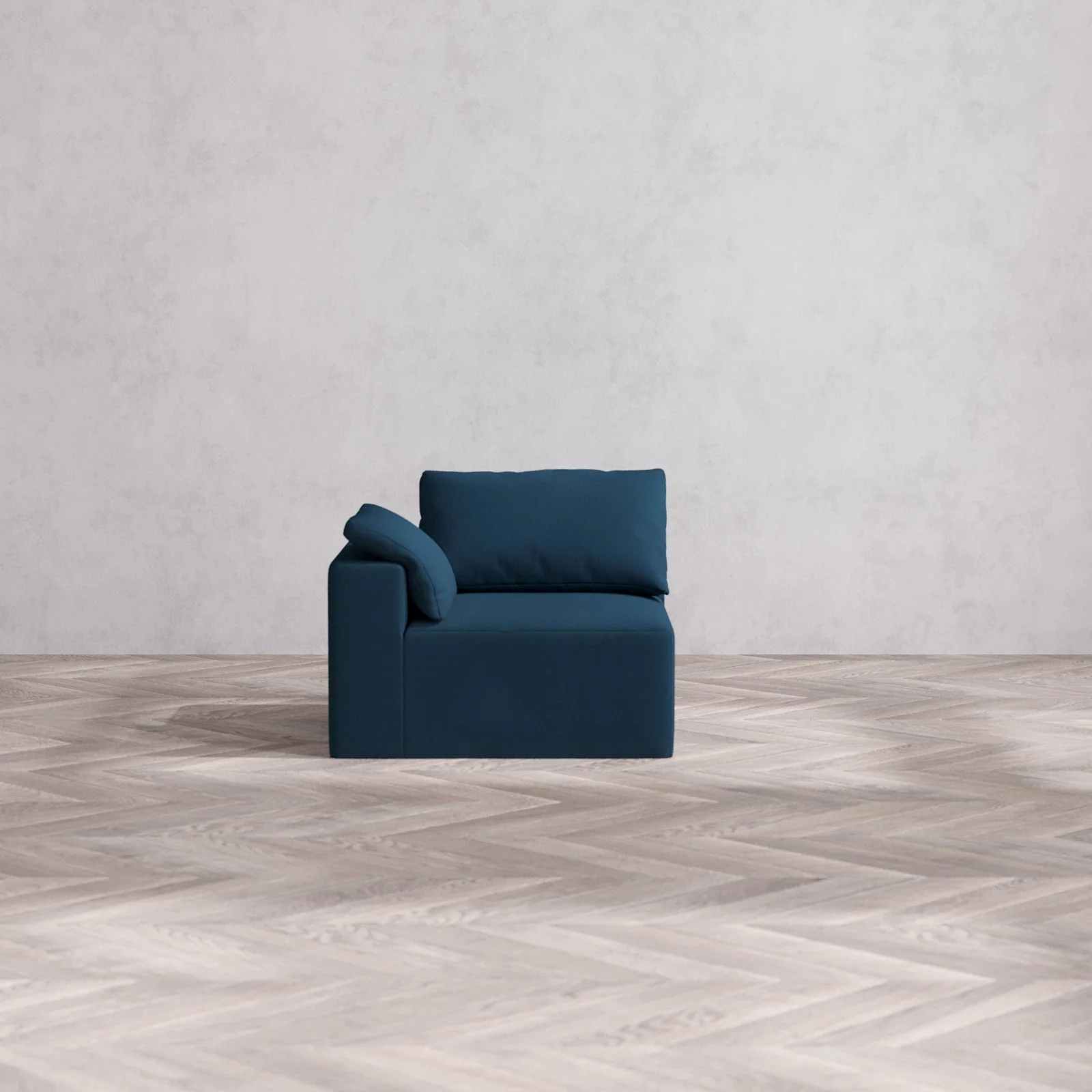 Modular Washable End Chair Cloud Sofa | Left-Facing Arm | Arden Weave in Lazuli