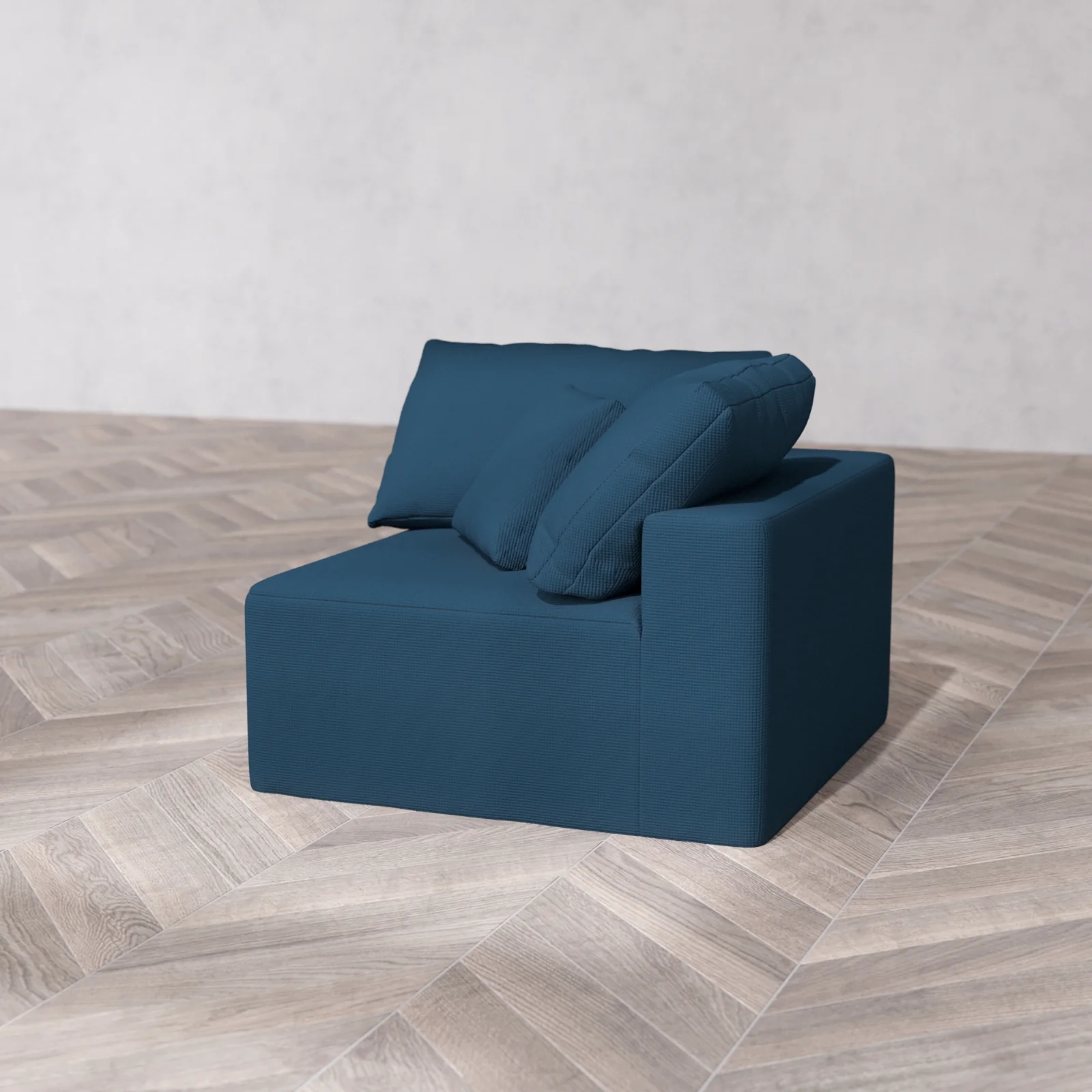 Modular Washable End Chair Cloud Sofa | Left-Facing Arm | Arden Weave in Lazuli - Image 6