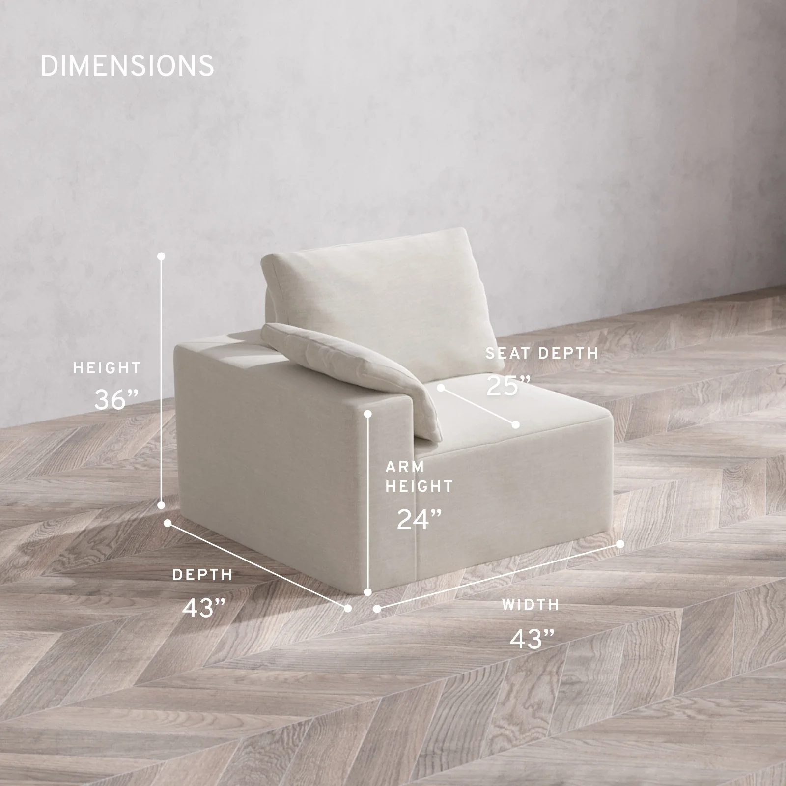 Modular Washable End Chair Cloud + Bolster Sofa | Left-Facing Arm | Satin Velvet in Cashew - Image 5
