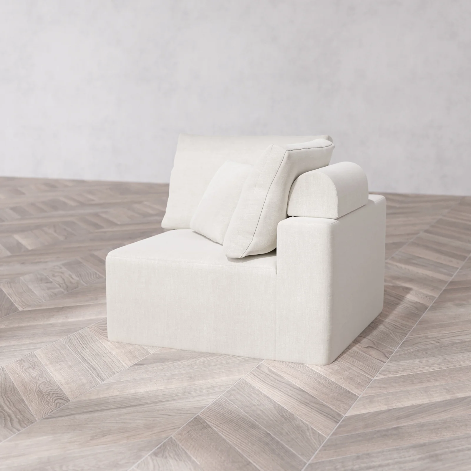 Modular Washable End Chair Cloud + Bolster Sofa | Left-Facing Arm | Satin Velvet in Cashew - Image 6
