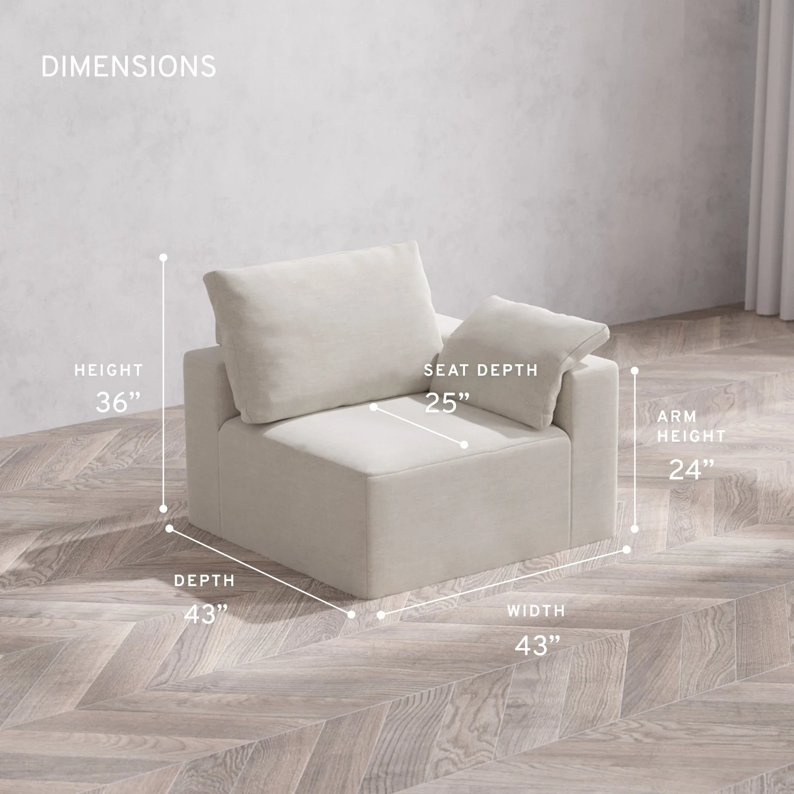 Modular Washable End Chair Cloud + Bolster Sofa | Right-Facing Arm | Satin Velvet in Cashew - Image 5
