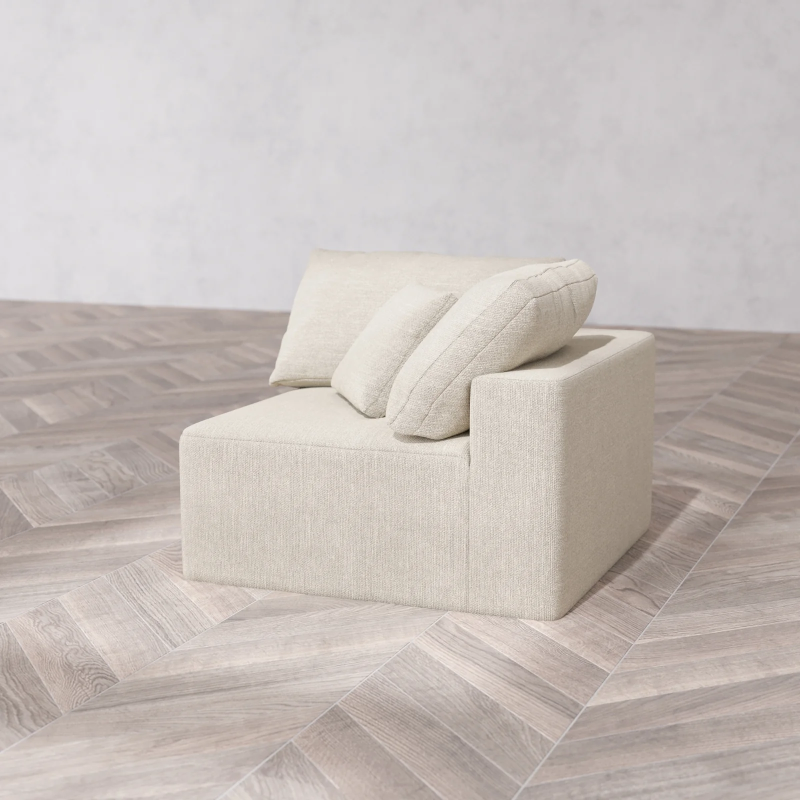 Modular Washable End Chair Cloud Sofa | Left-Facing Arm | Plush Twill in Sandstone - Image 6