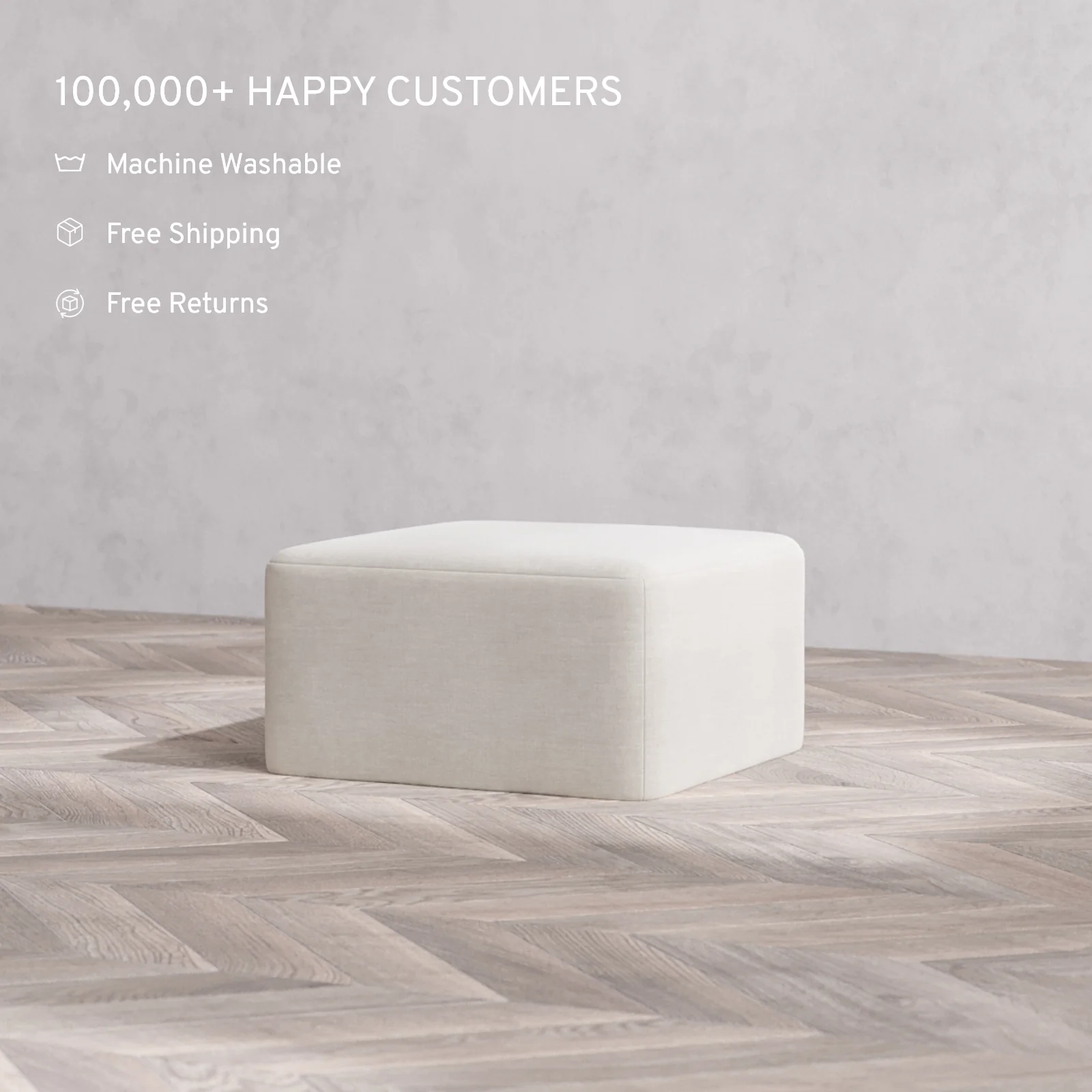 Modular Washable Ottoman | Satin Velvet in Cashew - Image 2