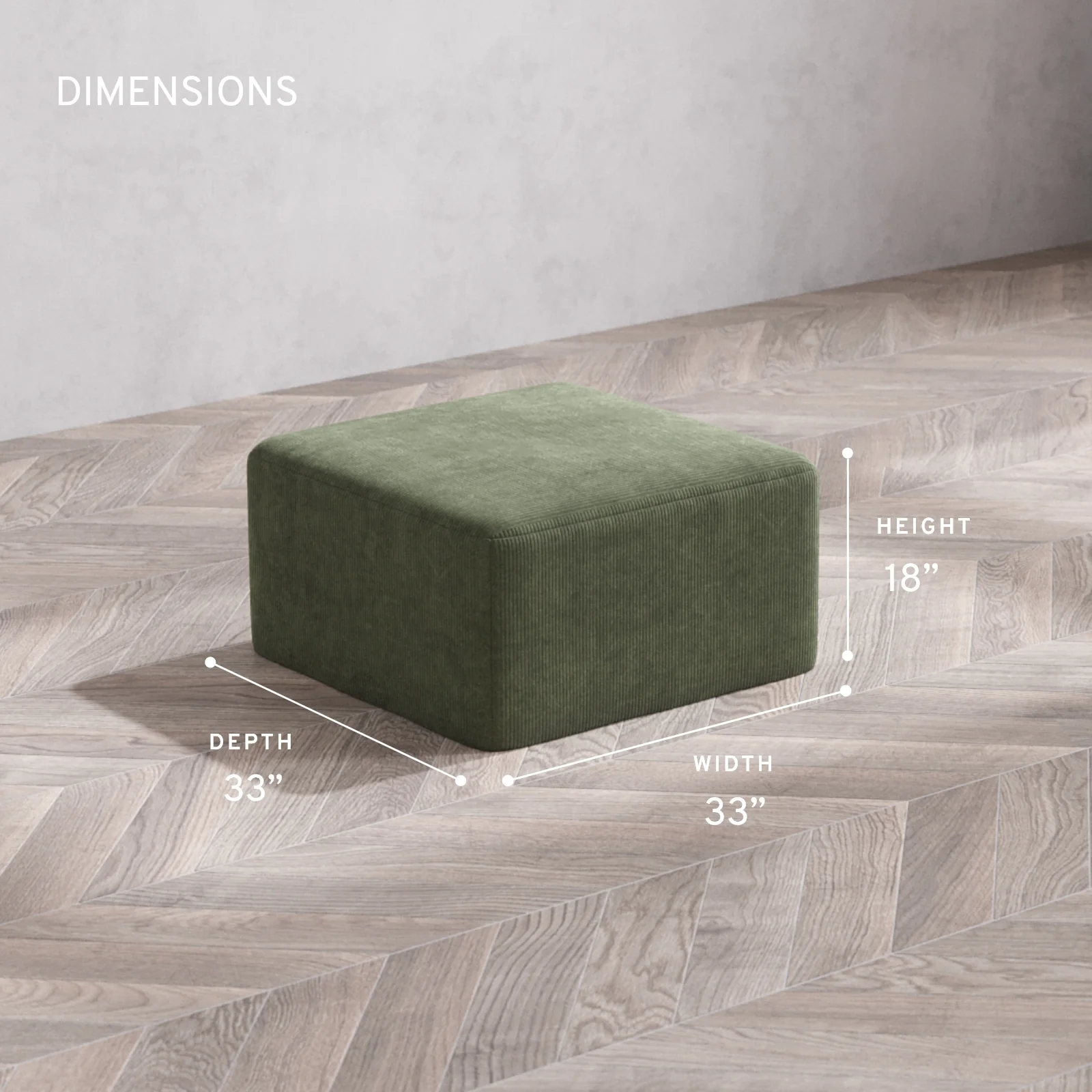 Modular Washable Ottoman | Luxe Corduroy in Juniper - Image 5