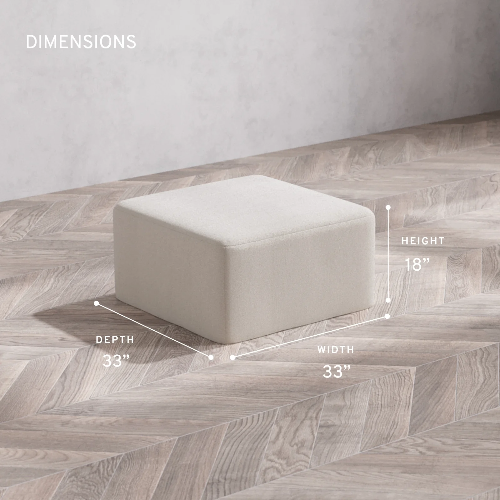 Modular Washable Ottoman | Lux Weave in Pearl - Image 5