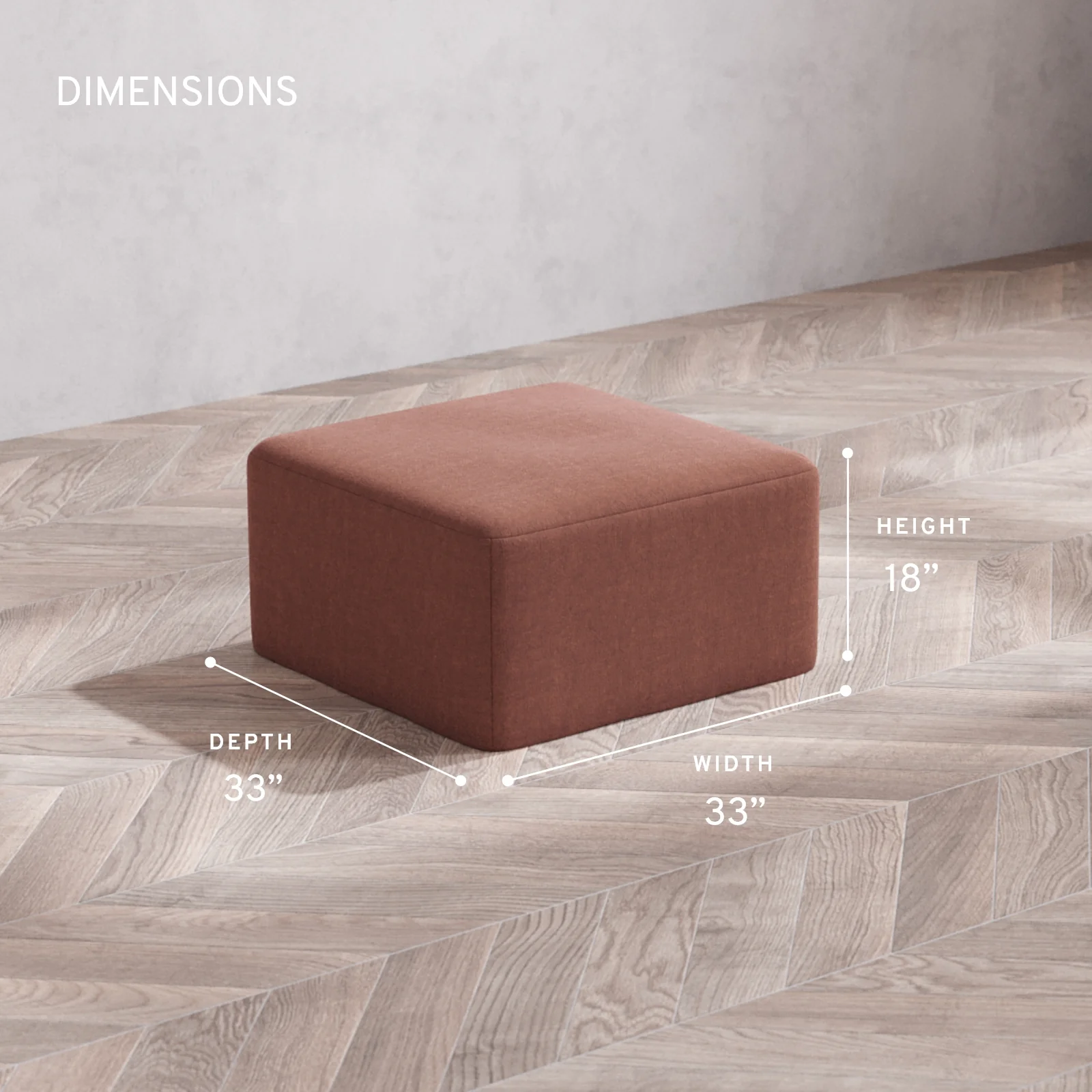 Modular Washable Ottoman | Heirloom Velvet in Sumac - Image 5