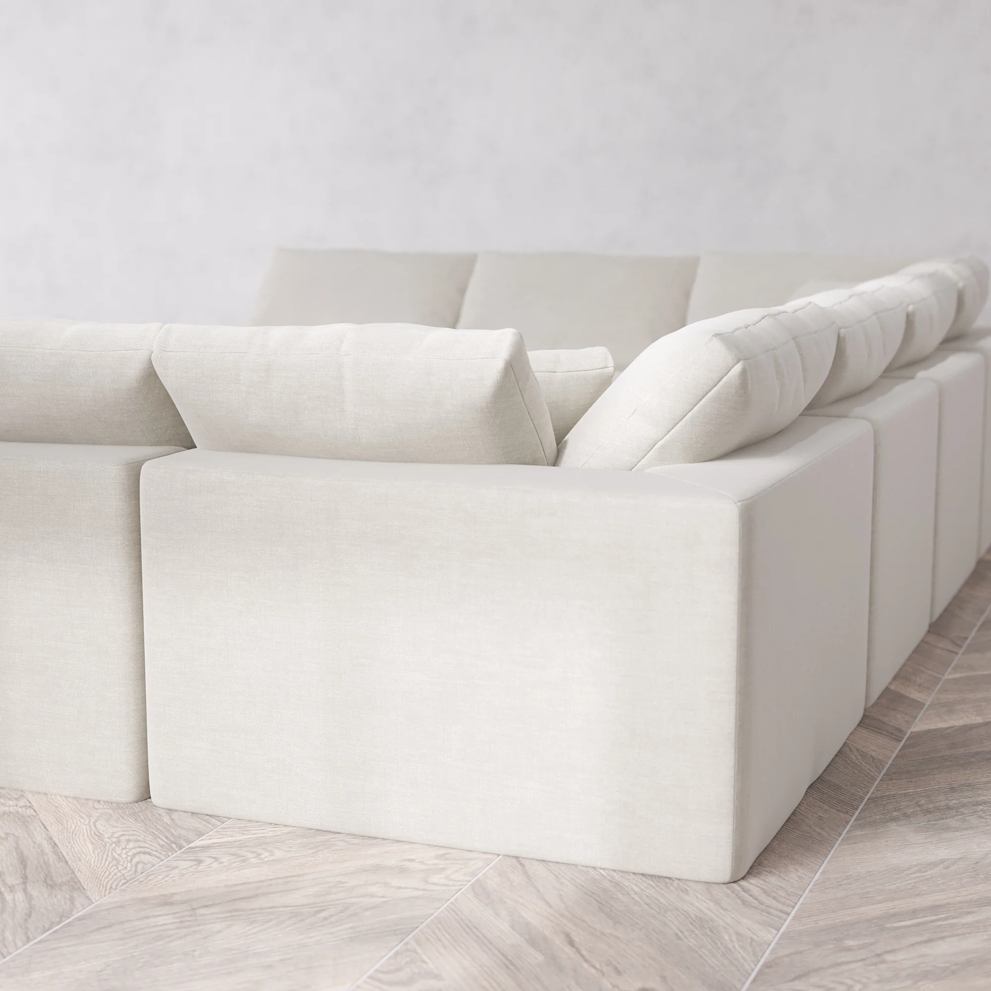 Slipcover Only - Modular Washable 10-Seater Open-Ends U Sectional + Chaise Ottoman Cloud Sofa in Cashew - Image 5