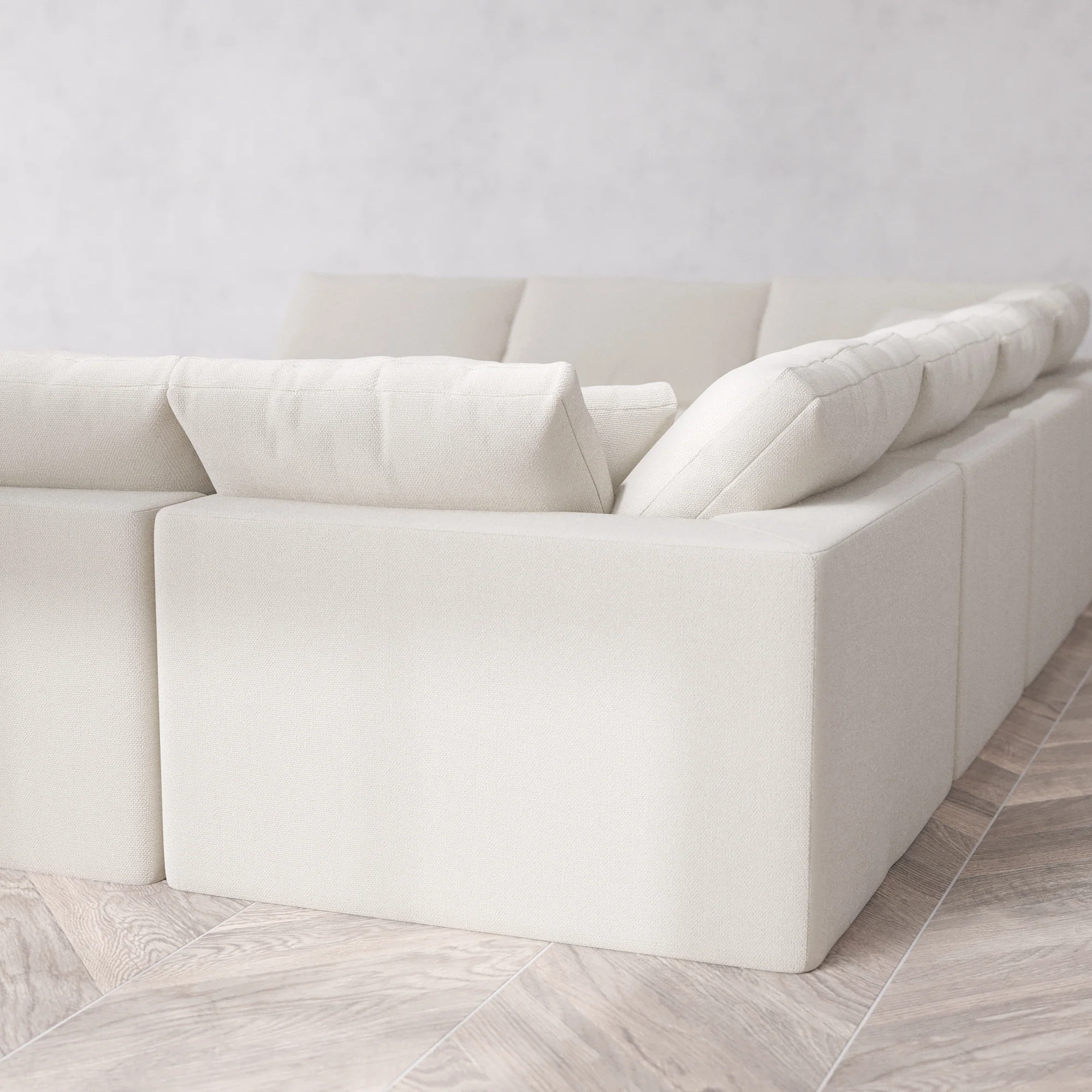 Slipcover Only - Modular Washable 10-Seater Open-Ends U Sectional + Chaise Ottoman Cloud Sofa in Pearl - Image 5