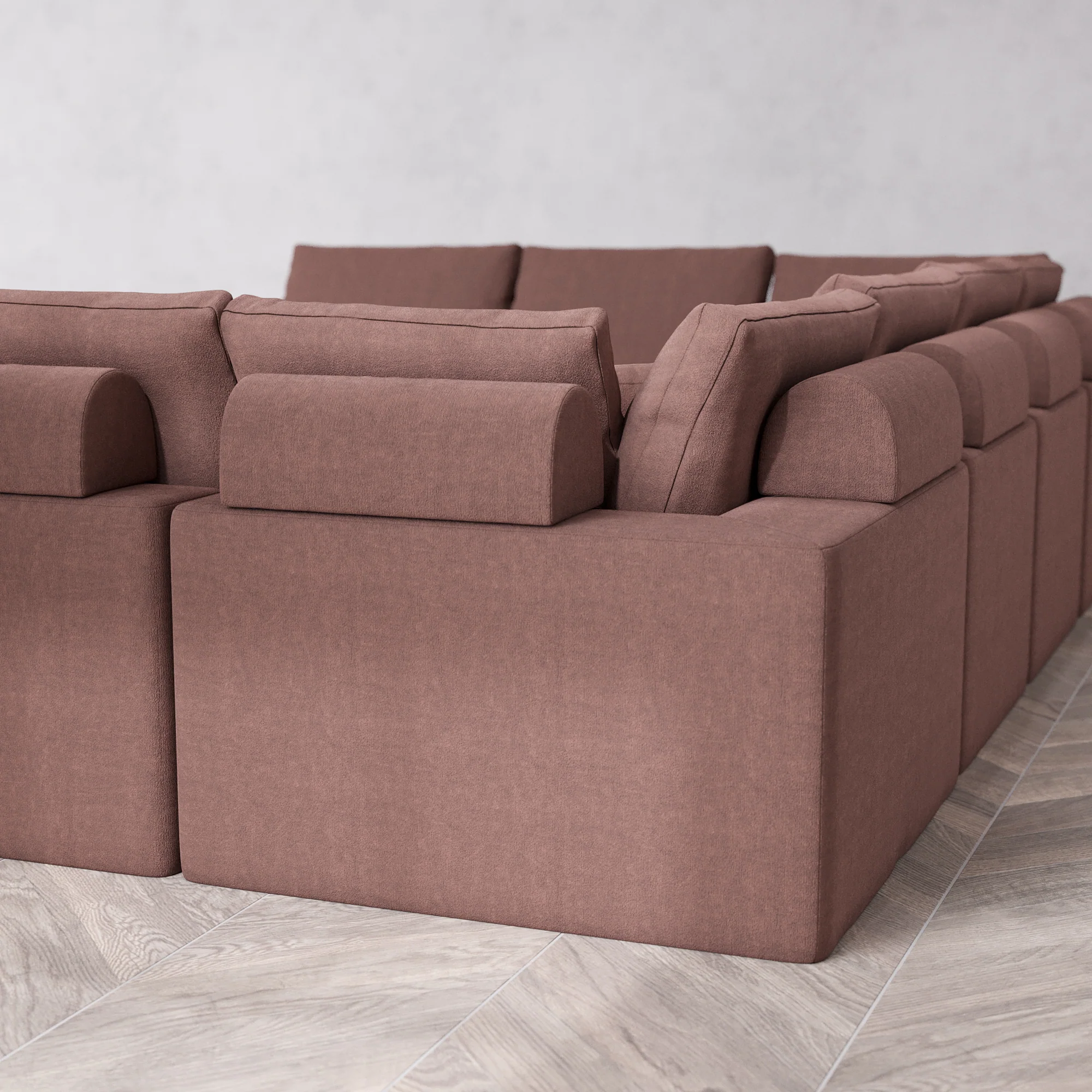 Slipcover Only - Modular Washable 10-Seater Open-Ends U Sectional + Chaise Ottoman Cloud + Bolster Sofa in Sumac - Image 5