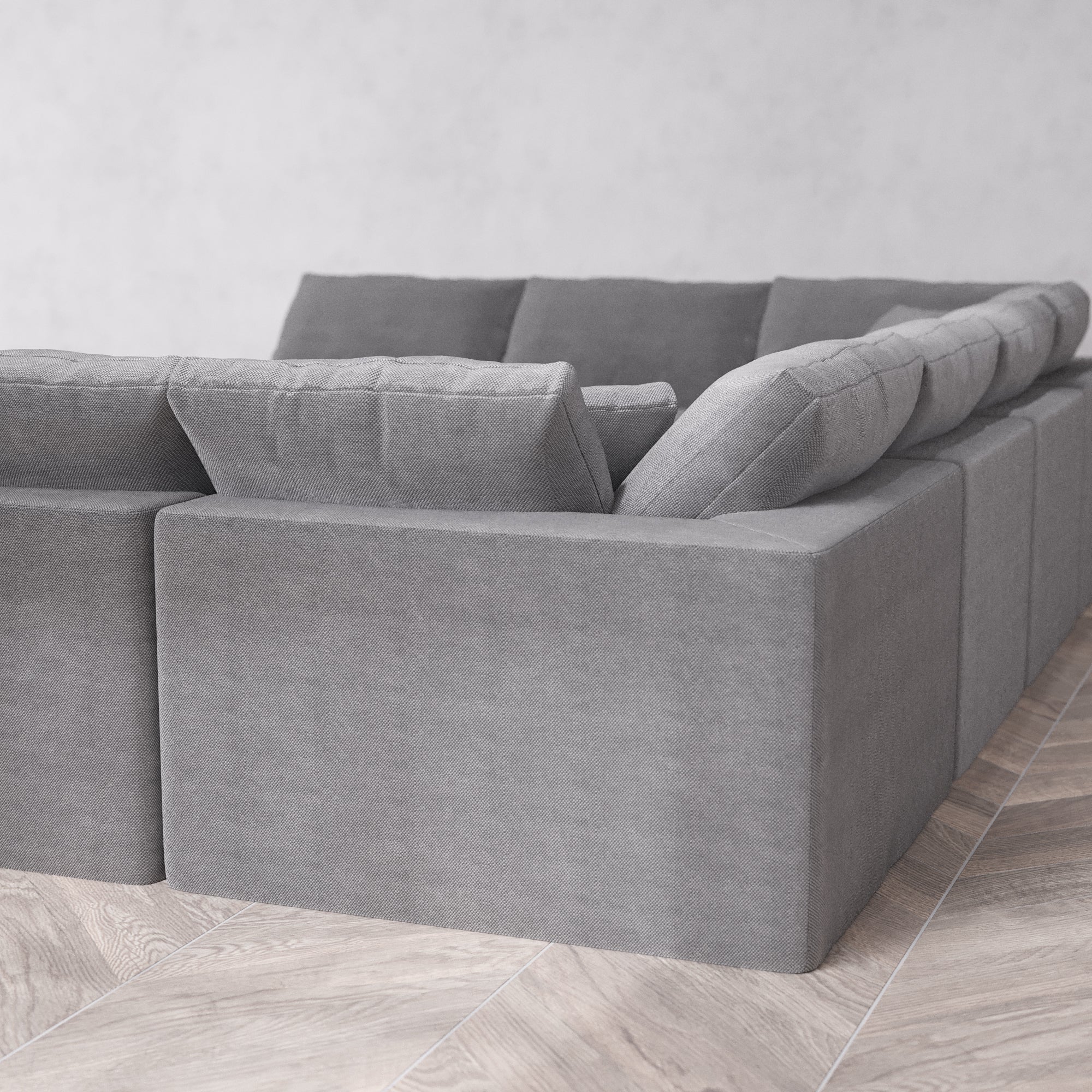Slipcover Only - Modular Washable 10-Seater Open-Ends U Sectional + Chaise Ottoman Cloud Sofa in Slate - Image 5