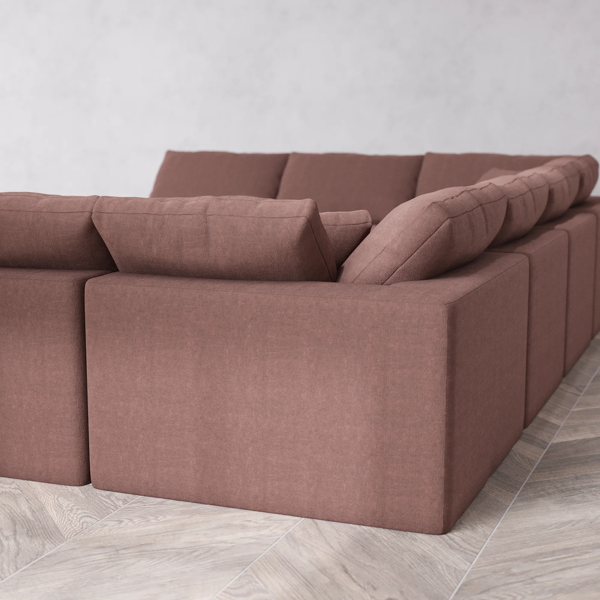 Slipcover Only - Modular Washable 10-Seater Open-Ends U Sectional + Chaise Ottoman Cloud Sofa in Sumac - Image 5