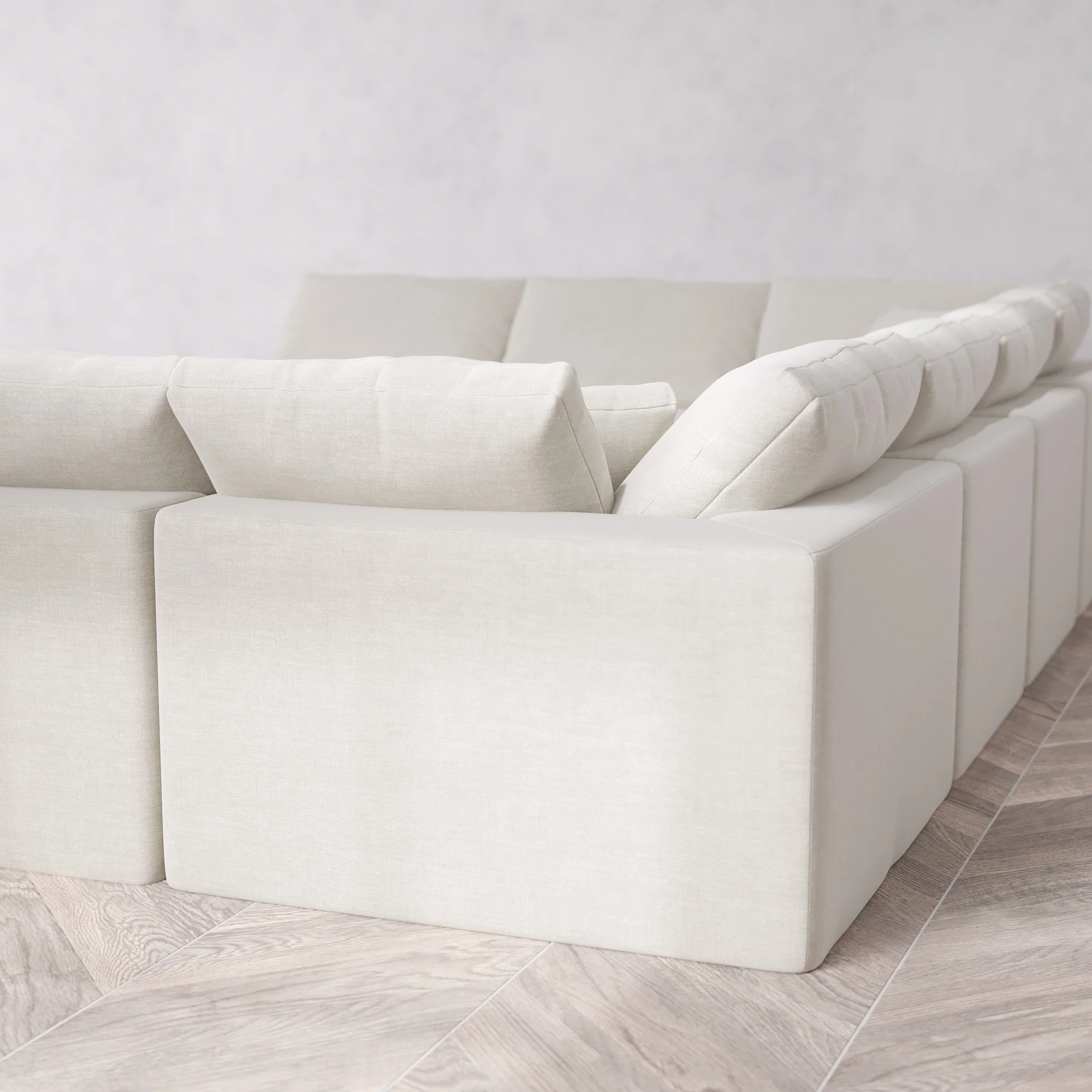 Slipcover Only - Modular Washable 10-Seater Open-Ends U Sectional Cloud Sofa in Cashew - Image 5
