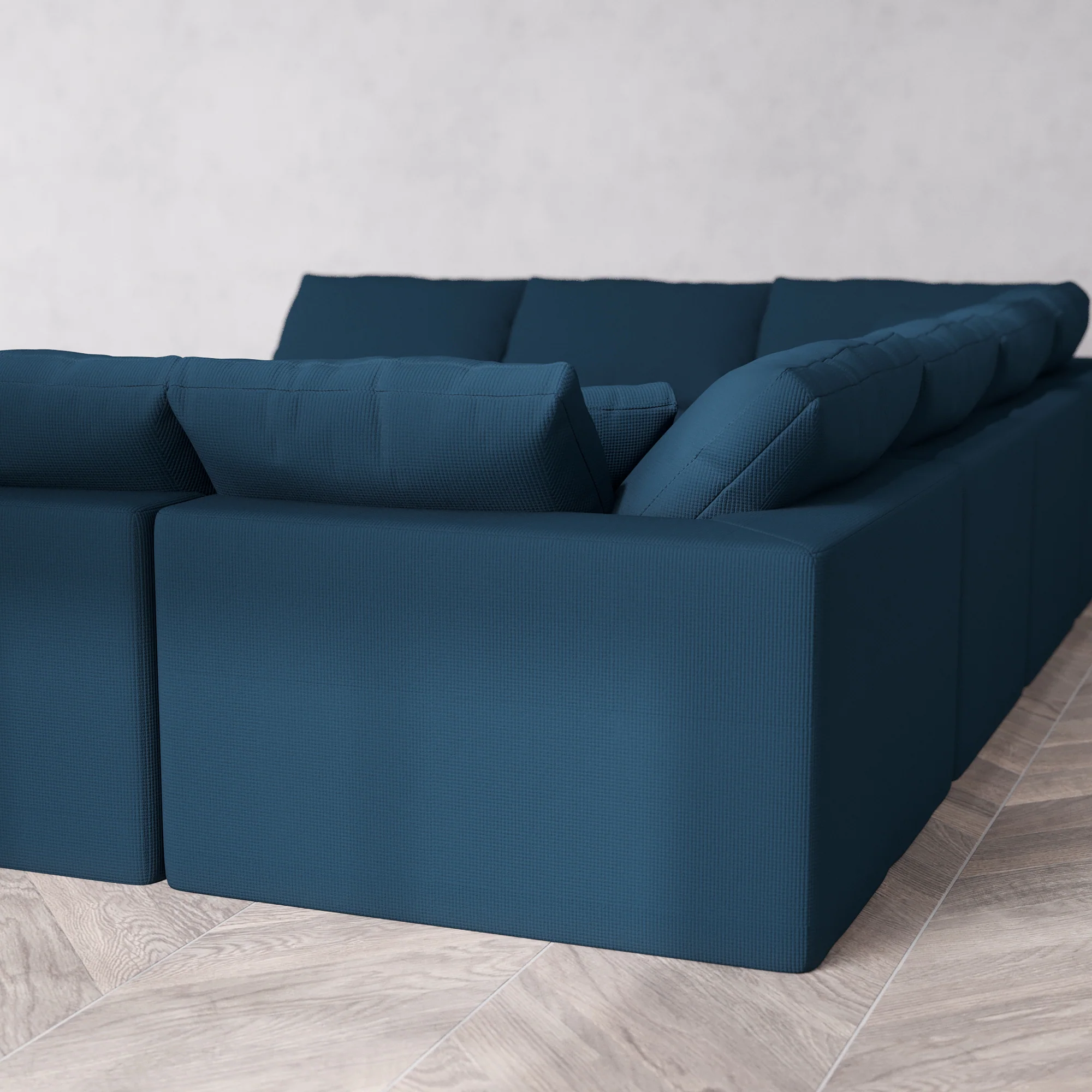 Slipcover Only - Modular Washable 10-Seater Open-Ends U Sectional Cloud Sofa in Lazuli - Image 5