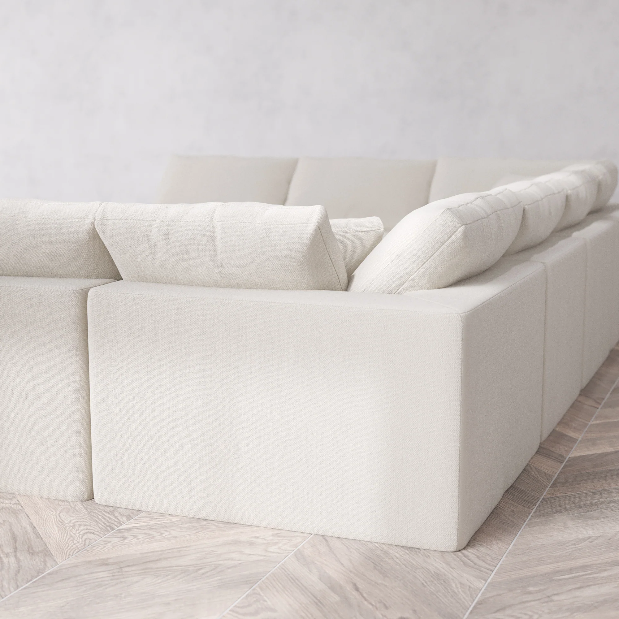 Slipcover Only - Modular Washable 10-Seater Open-Ends U Sectional Cloud Sofa in Pearl - Image 5