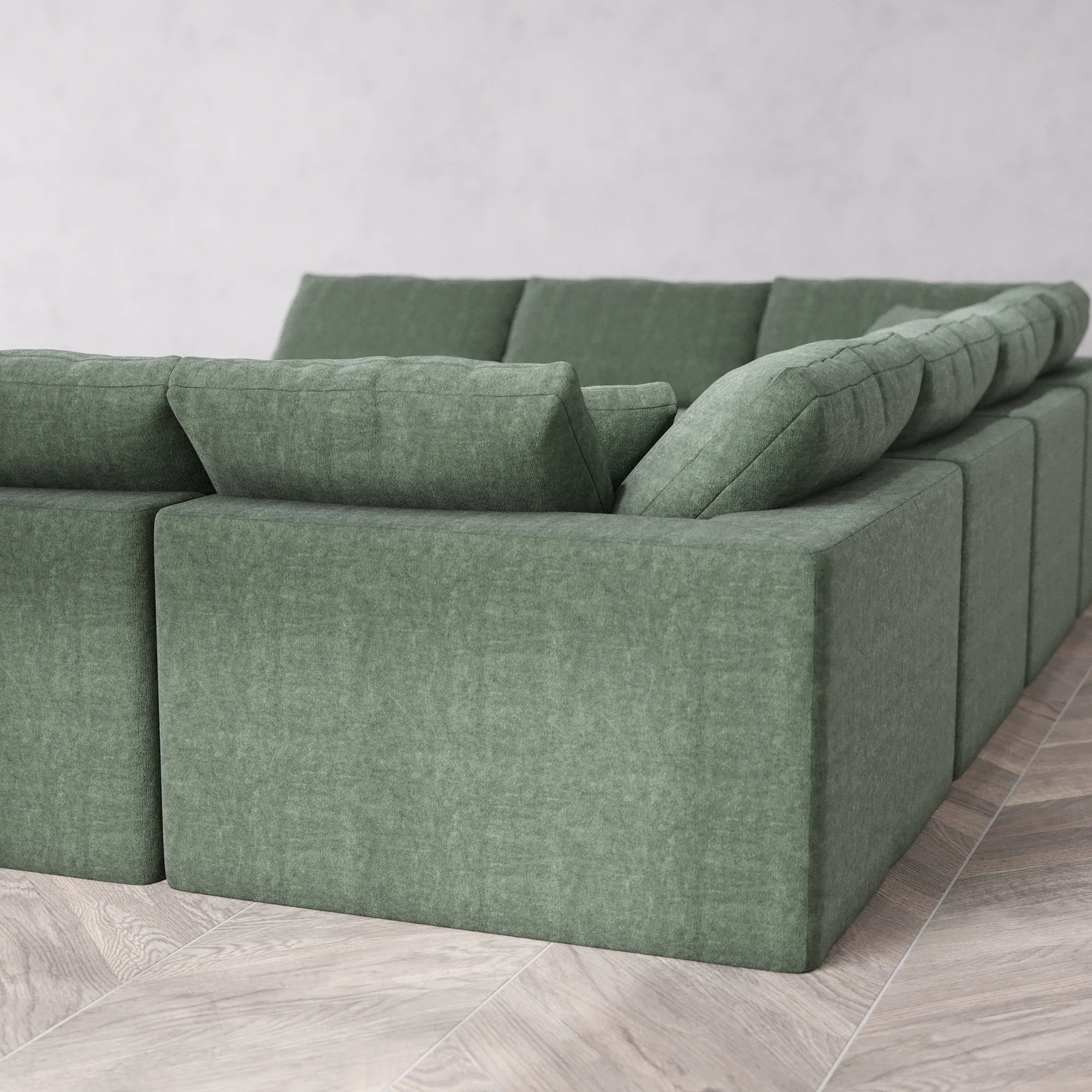 Slipcover Only - Modular Washable 10-Seater Open-Ends U Sectional Cloud Sofa in Sage - Image 5