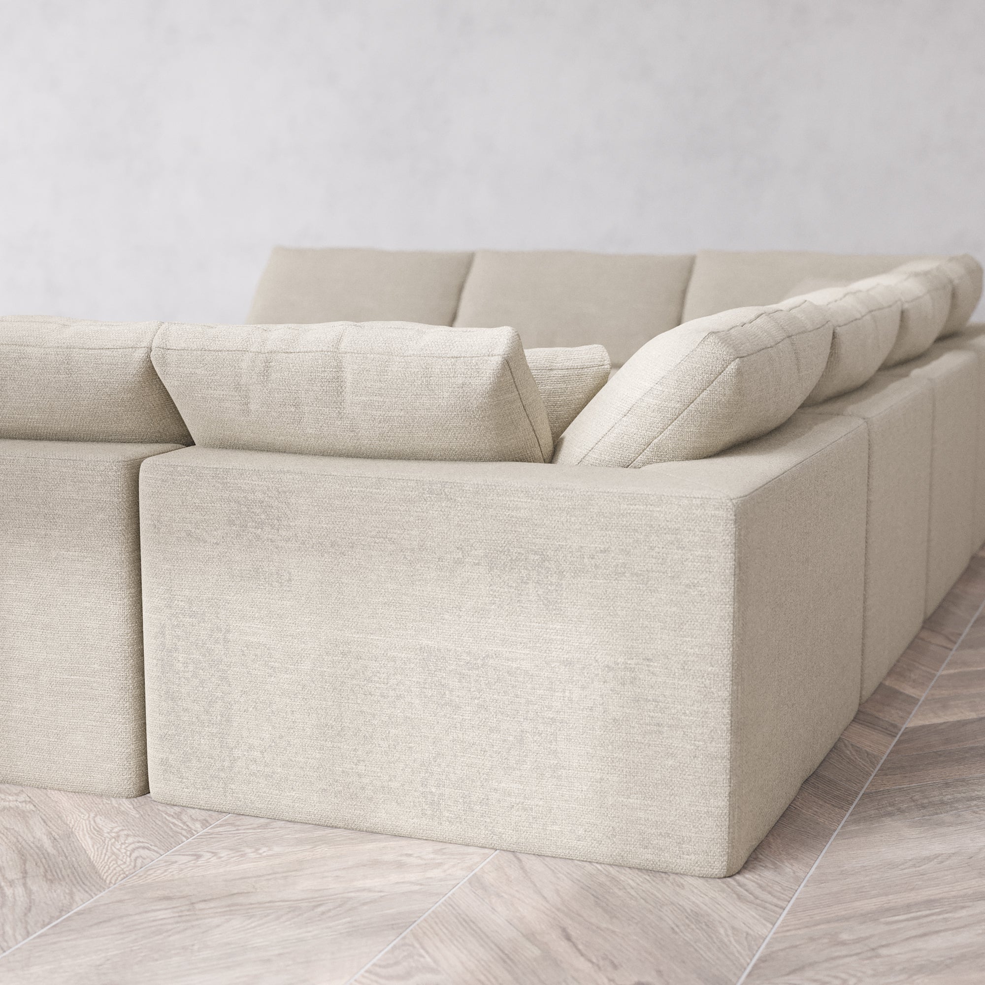 Slipcover Only - Modular Washable 10-Seater Open-Ends U Sectional Cloud Sofa in Sandstone - Image 5