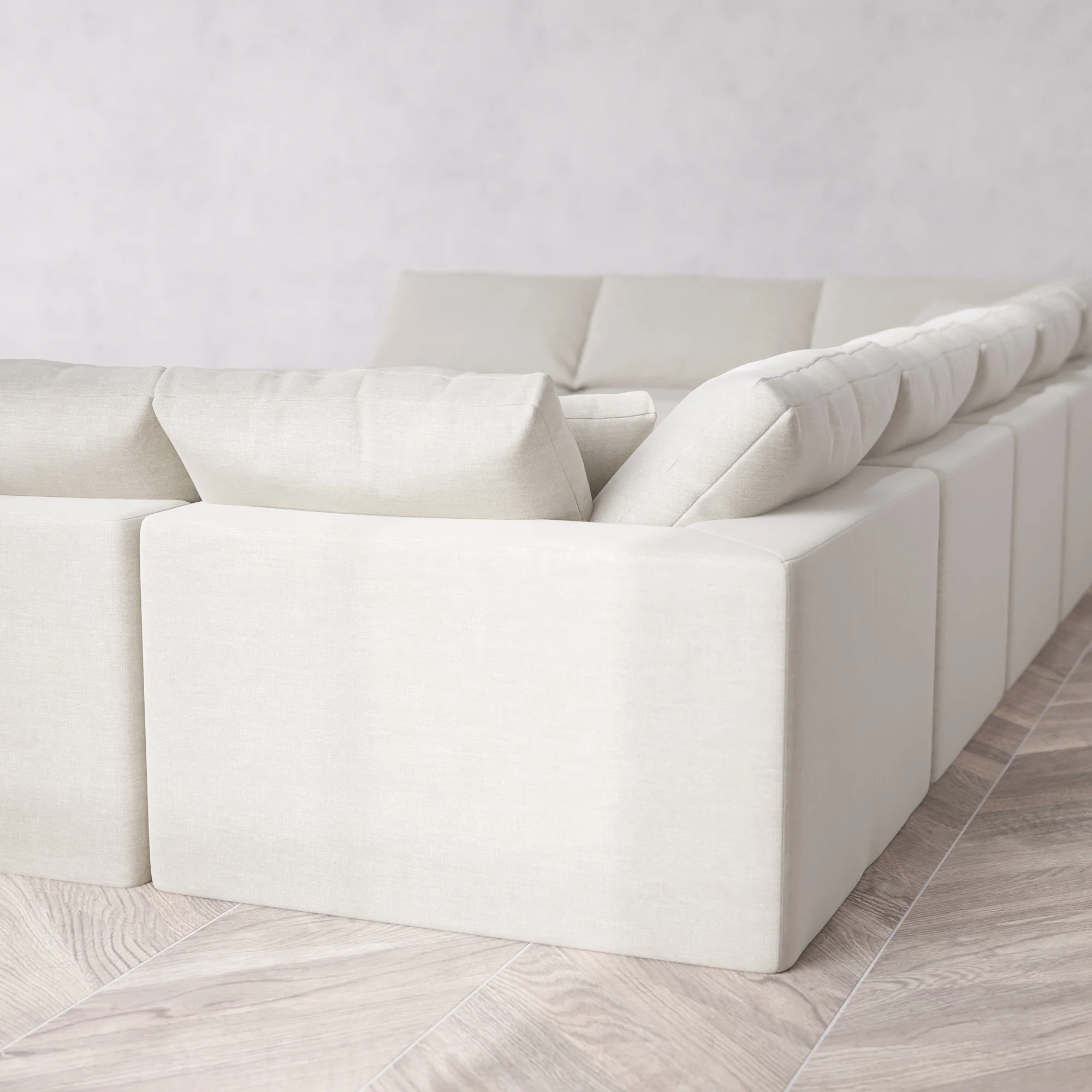 Slipcover Only - Modular Washable 11-Seater Open-Ends U Sectional + Chaise Ottoman Cloud Sofa in Cashew - Image 5