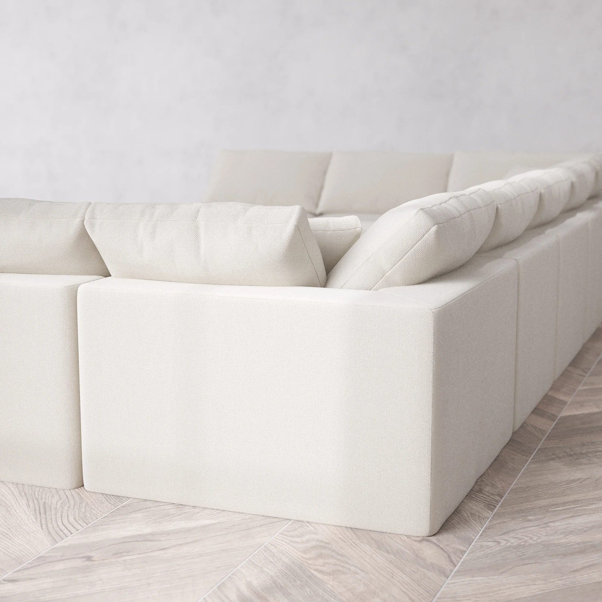 Slipcover Only - Modular Washable 11-Seater Open-Ends U Sectional + Chaise Ottoman Cloud Sofa in Pearl - Image 5