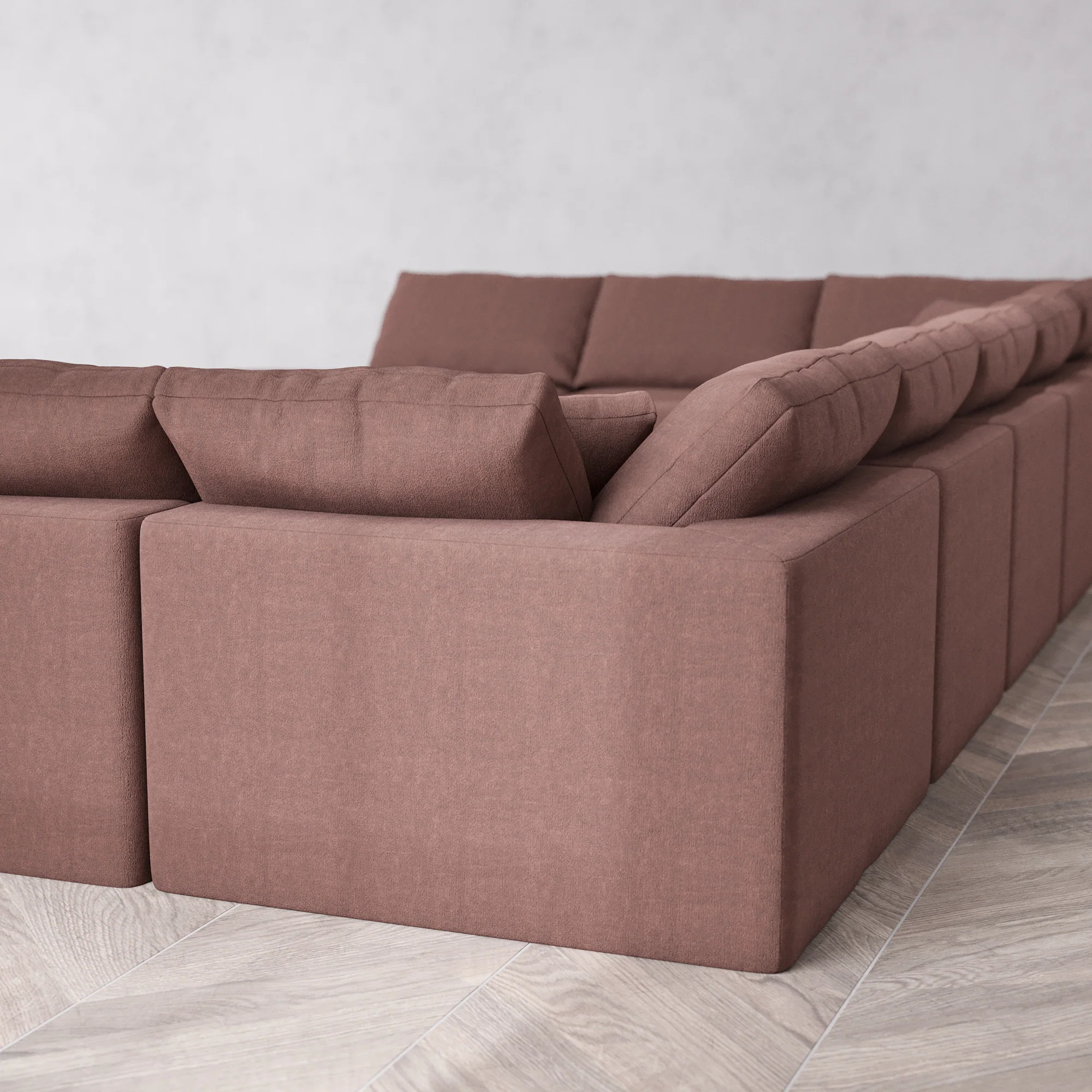 Slipcover Only - Modular Washable 11-Seater Open-Ends U Sectional + Chaise Ottoman Cloud Sofa in Sumac - Image 5