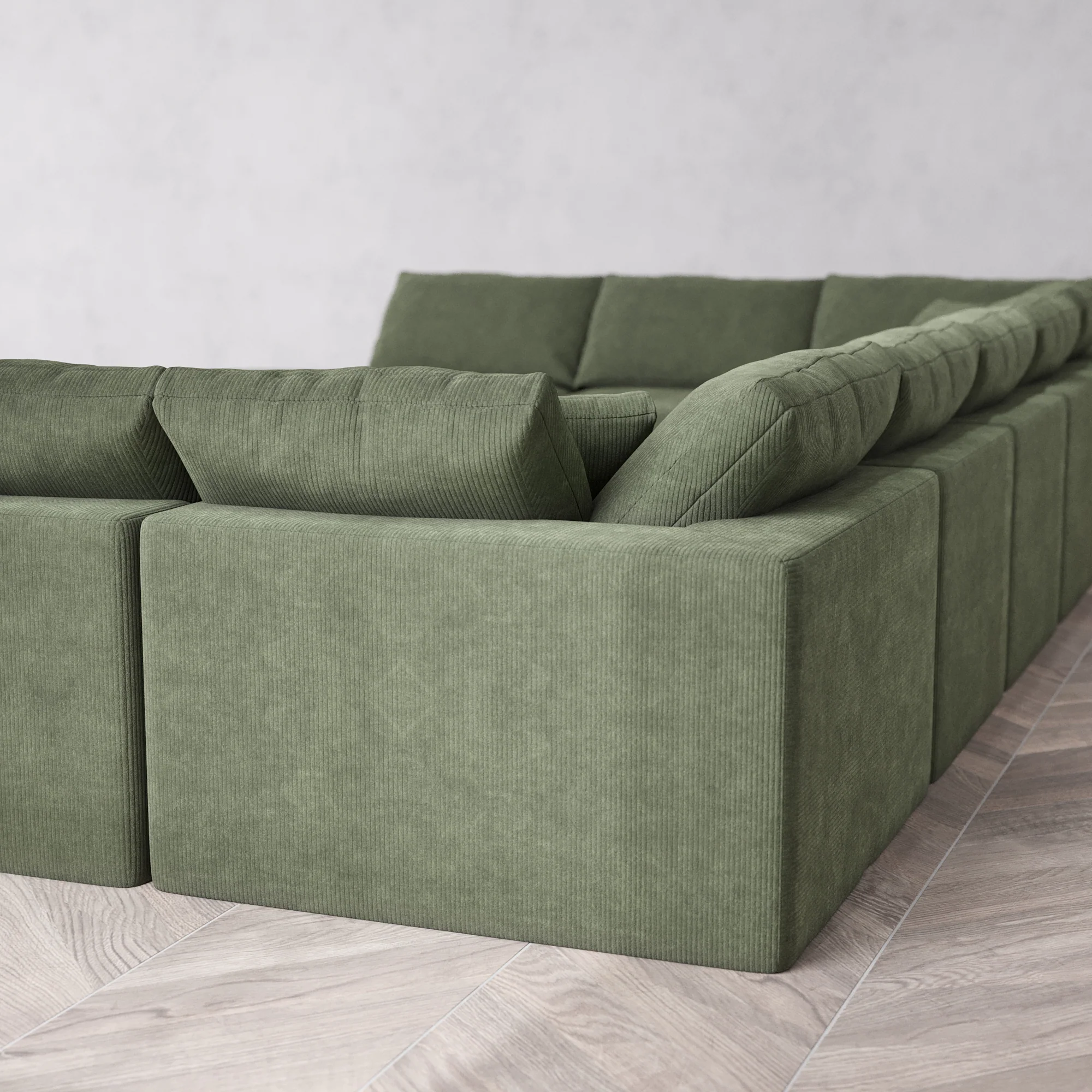 Slipcover Only - Modular Washable 11-Seater Open-Ends U Sectional Cloud Sofa in Juniper - Image 5