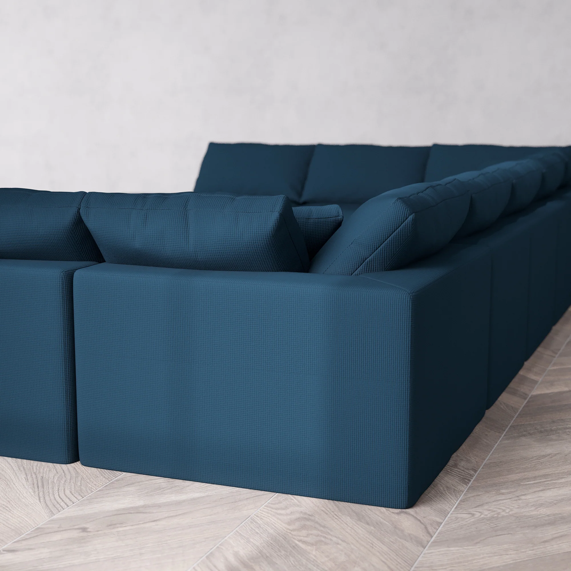Slipcover Only - Modular Washable 11-Seater Open-Ends U Sectional Cloud Sofa in Lazuli - Image 5