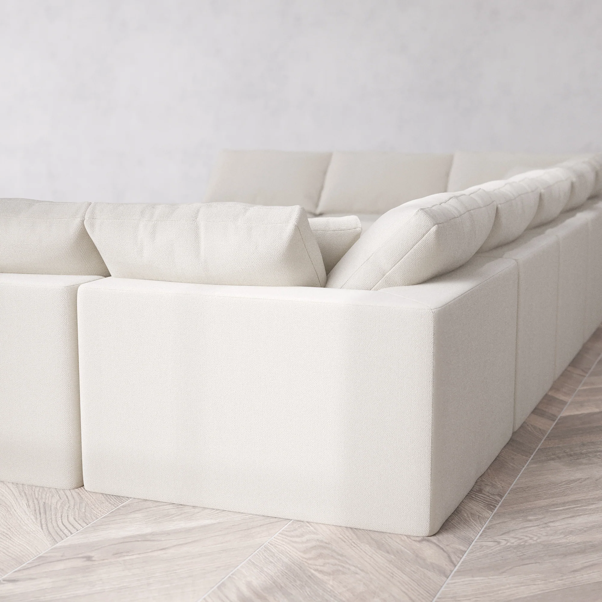Slipcover Only - Modular Washable 11-Seater Open-Ends U Sectional Cloud Sofa in Pearl - Image 5